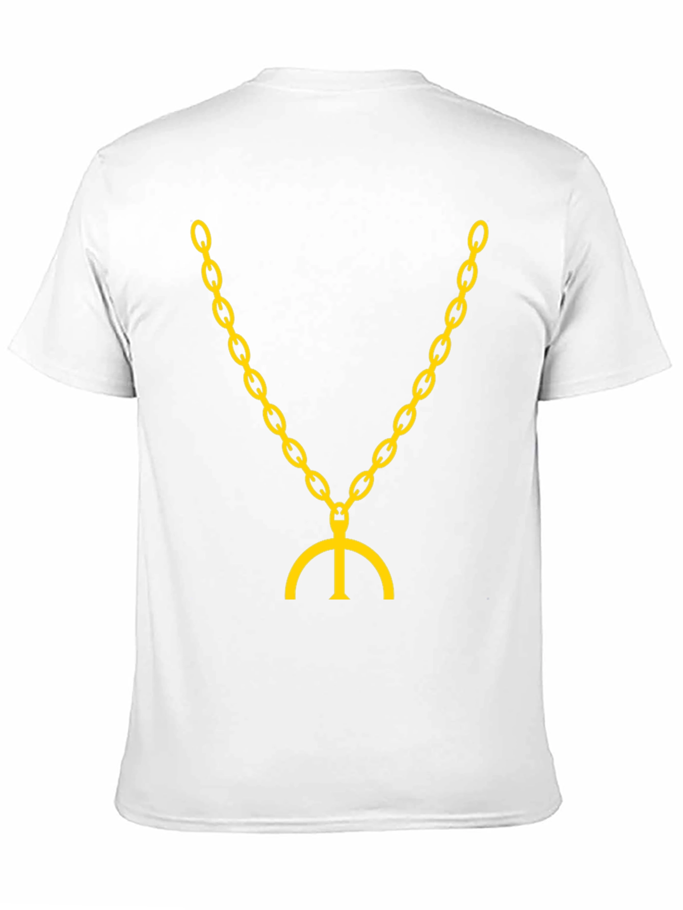 Black T-Shirt with Gold Chain & Symbol Graphic