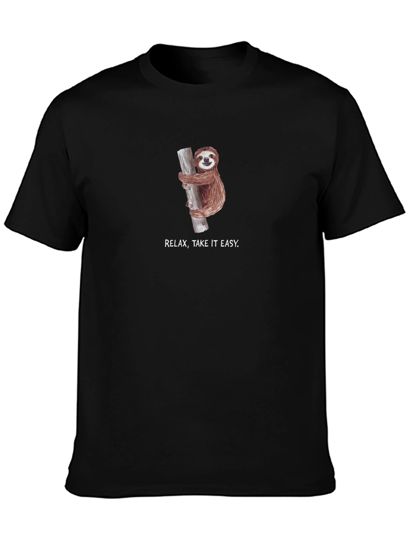 Relax Take It Easy Sloth Black T-Shirt
