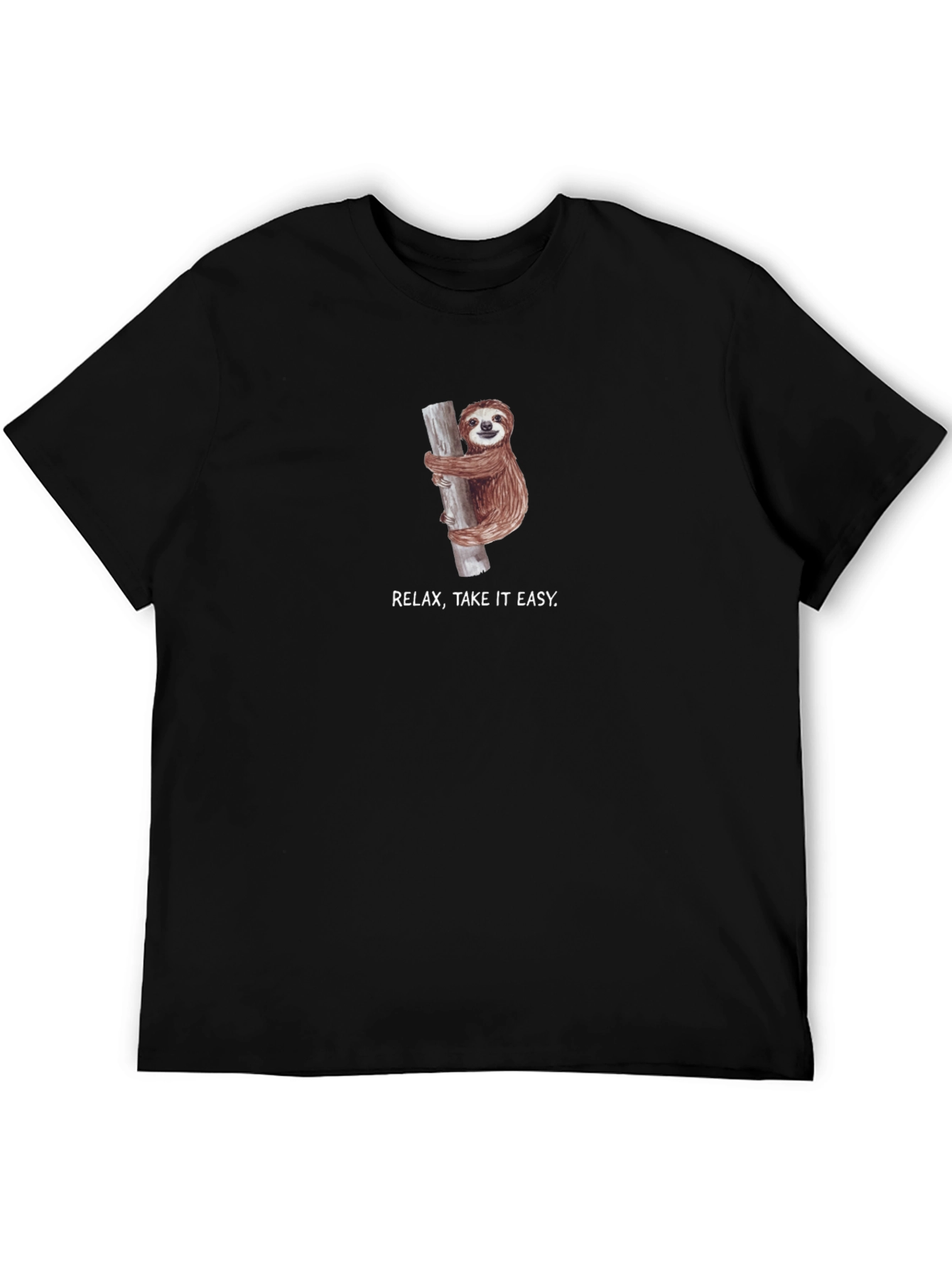 Relax Take It Easy Sloth Black T-Shirt