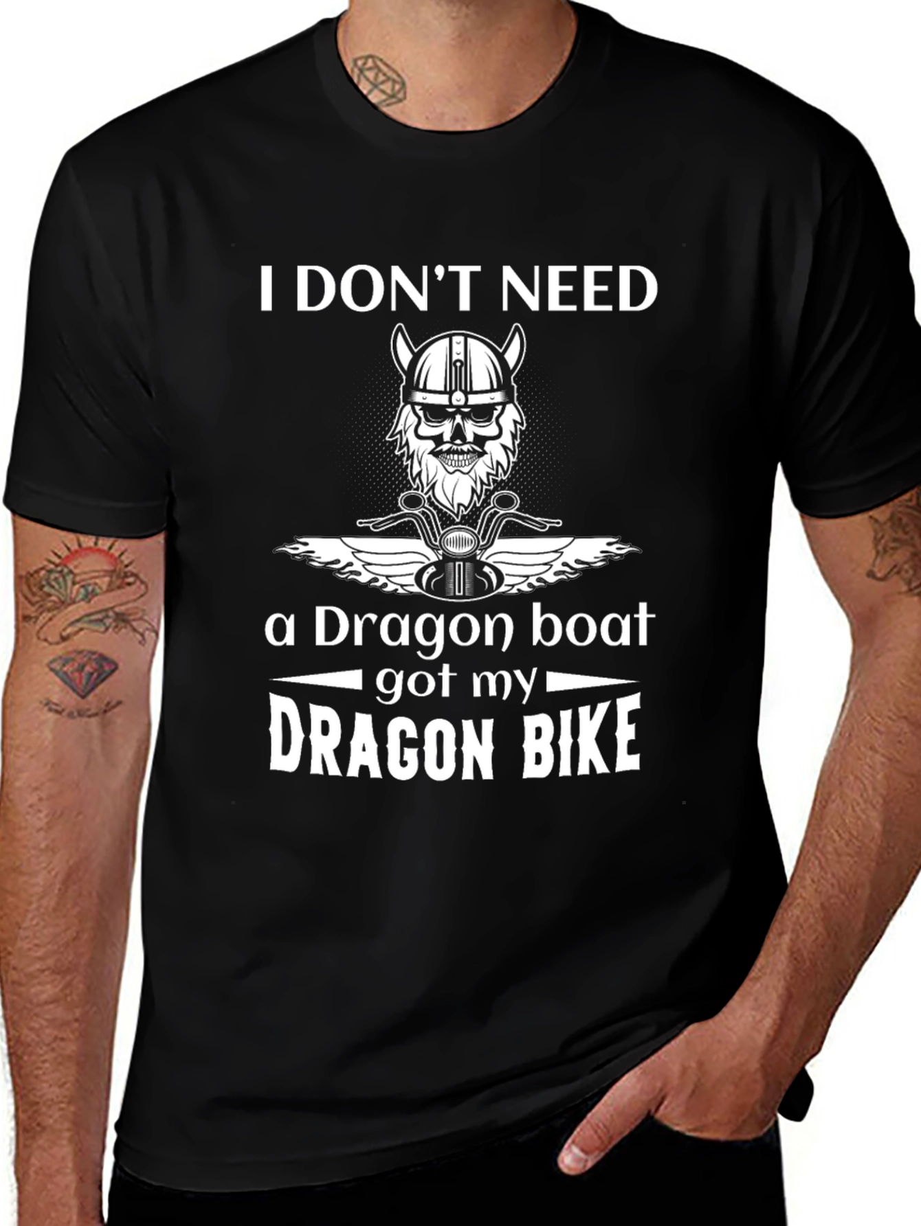 Dragon Bike T-Shirt - Viking Skull Motorcycle Tee
