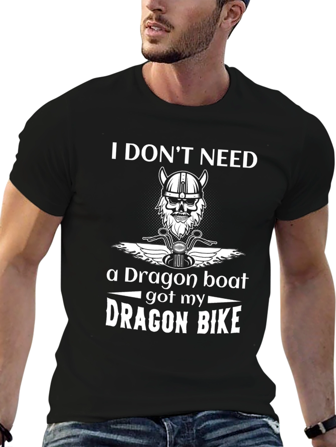 Dragon Bike T-Shirt - Viking Skull Motorcycle Tee