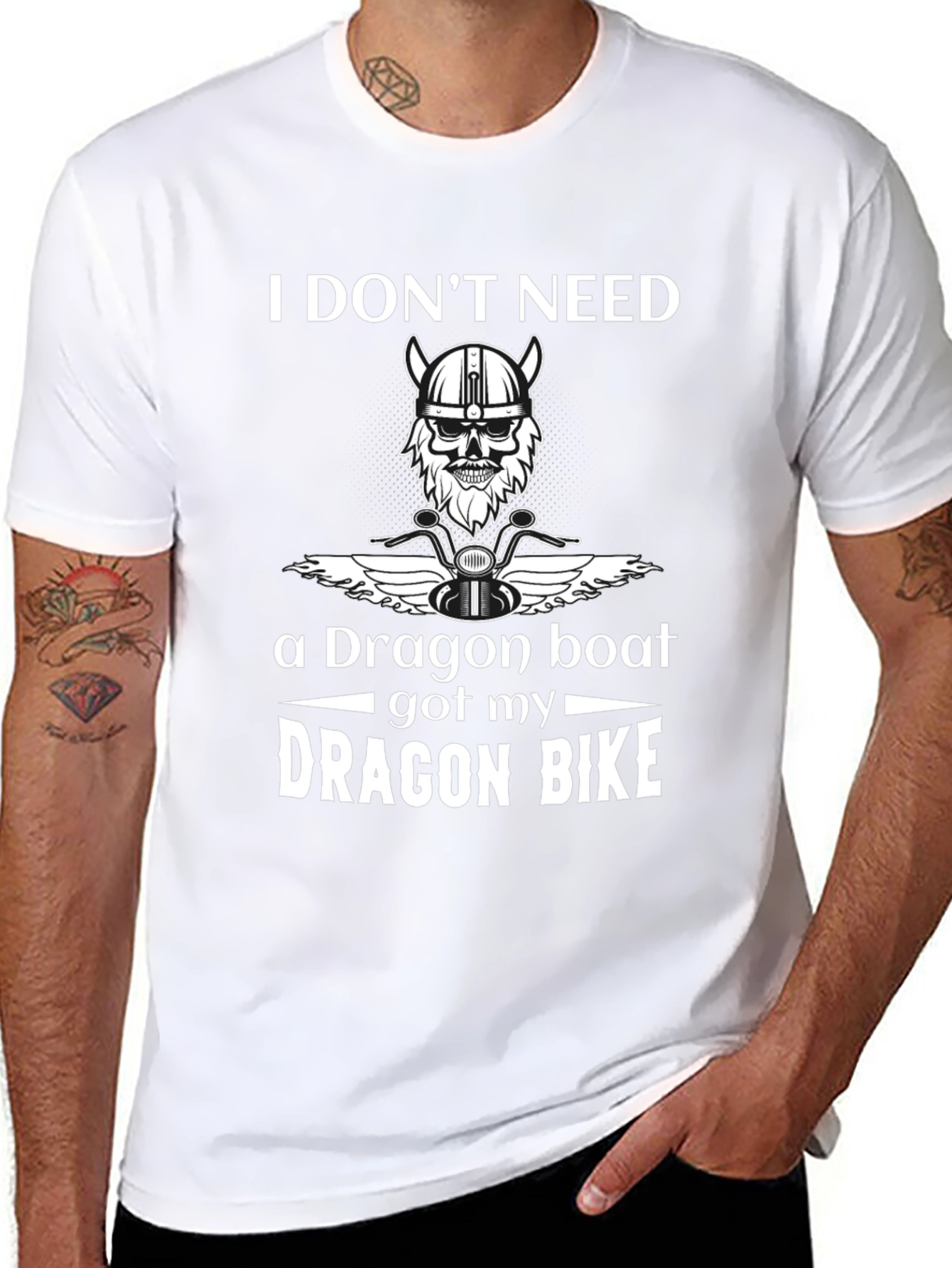 Dragon Bike T-Shirt - Viking Skull Motorcycle Tee