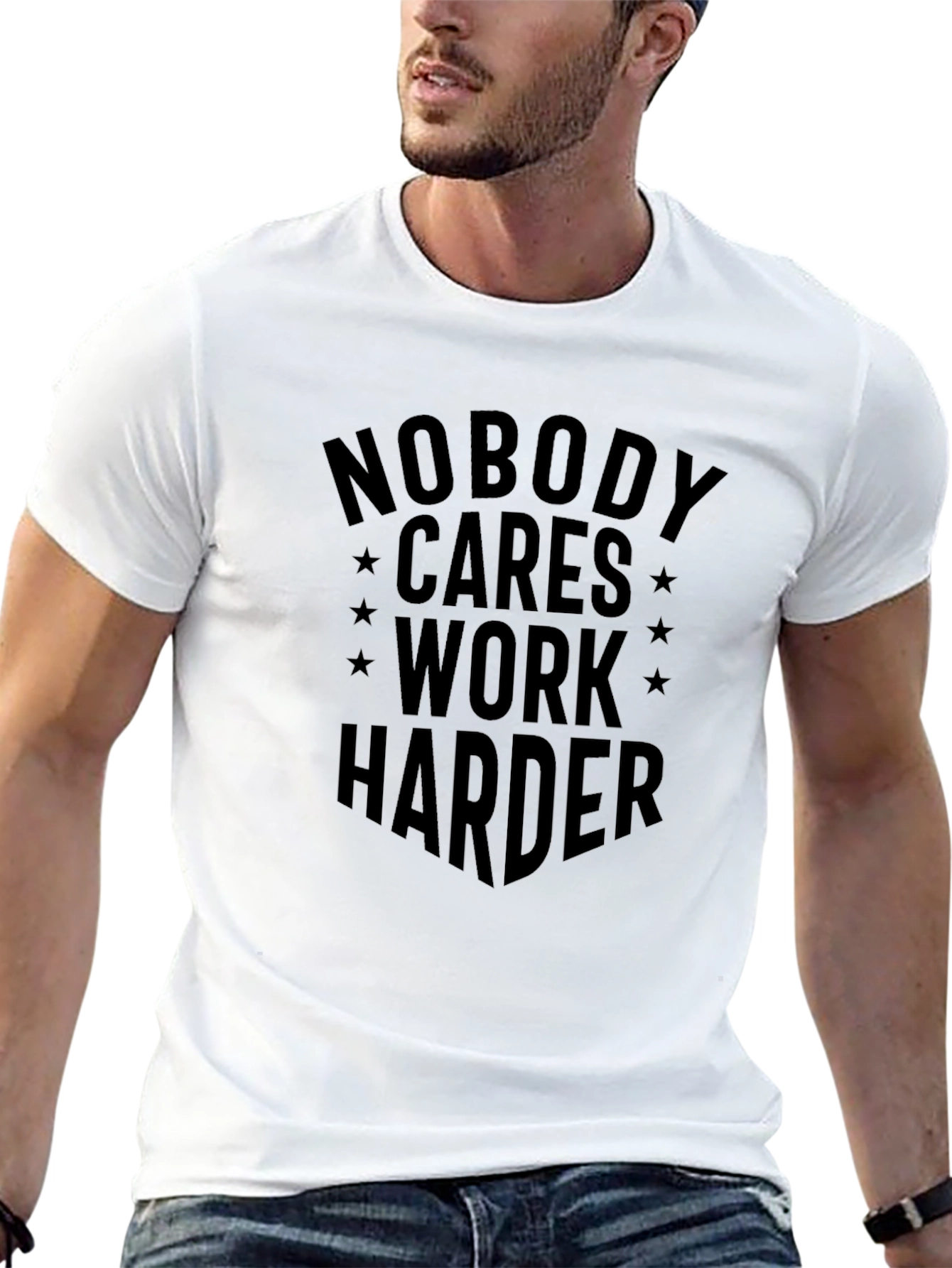 Nobody Cares Work Harder Black Graphic Tee