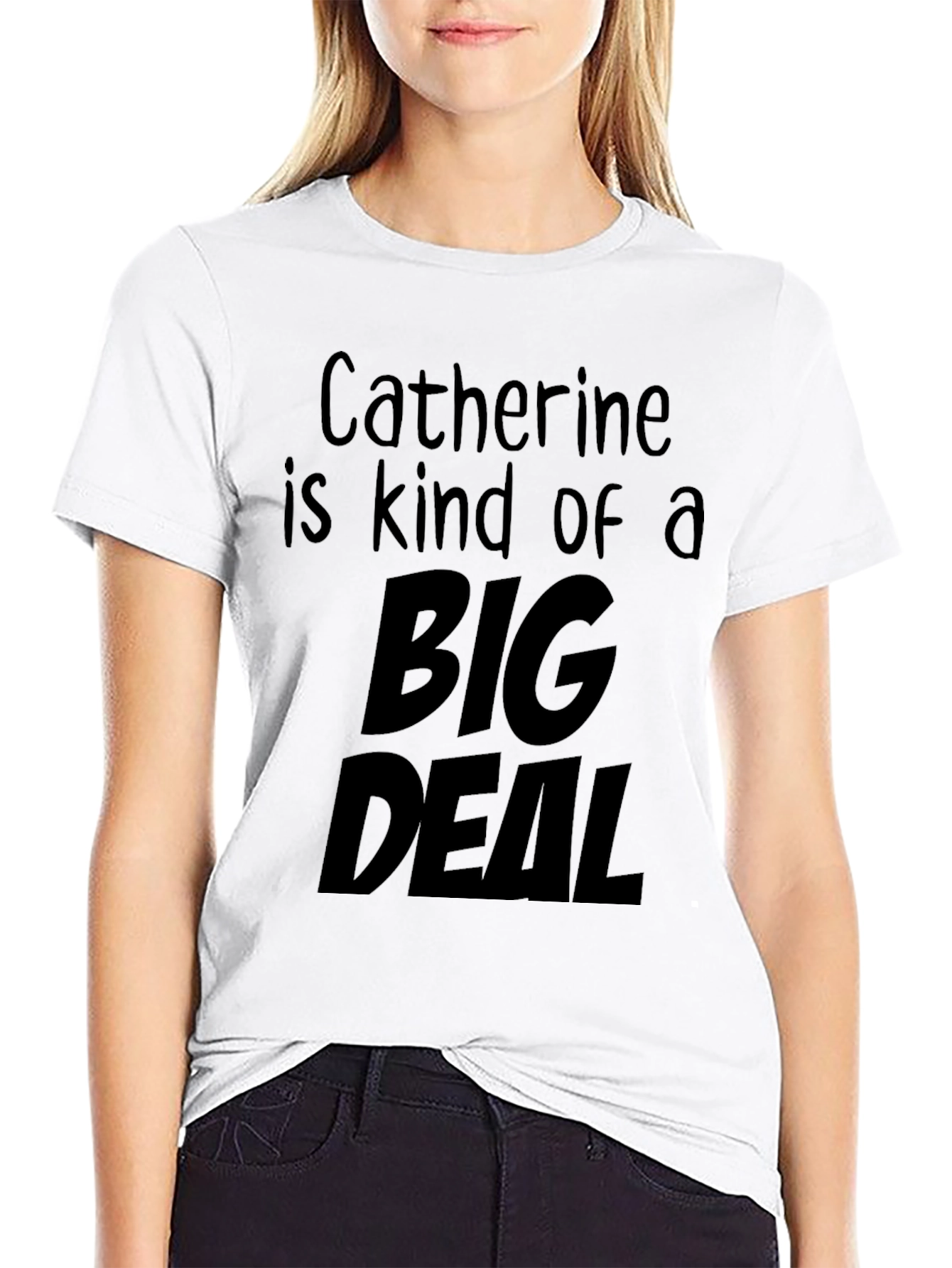 Catherine Big Deal Black Cotton T-Shirt