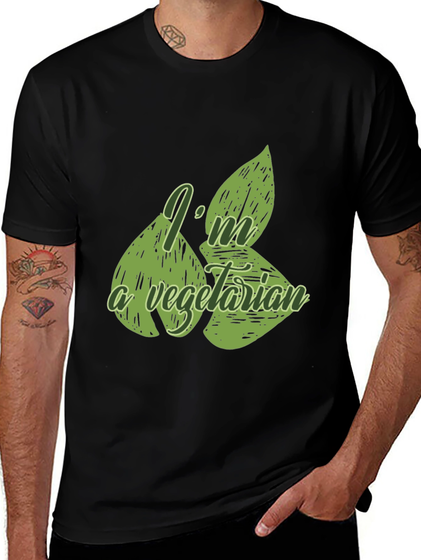 Vegetarian Graphic T-Shirt - Black