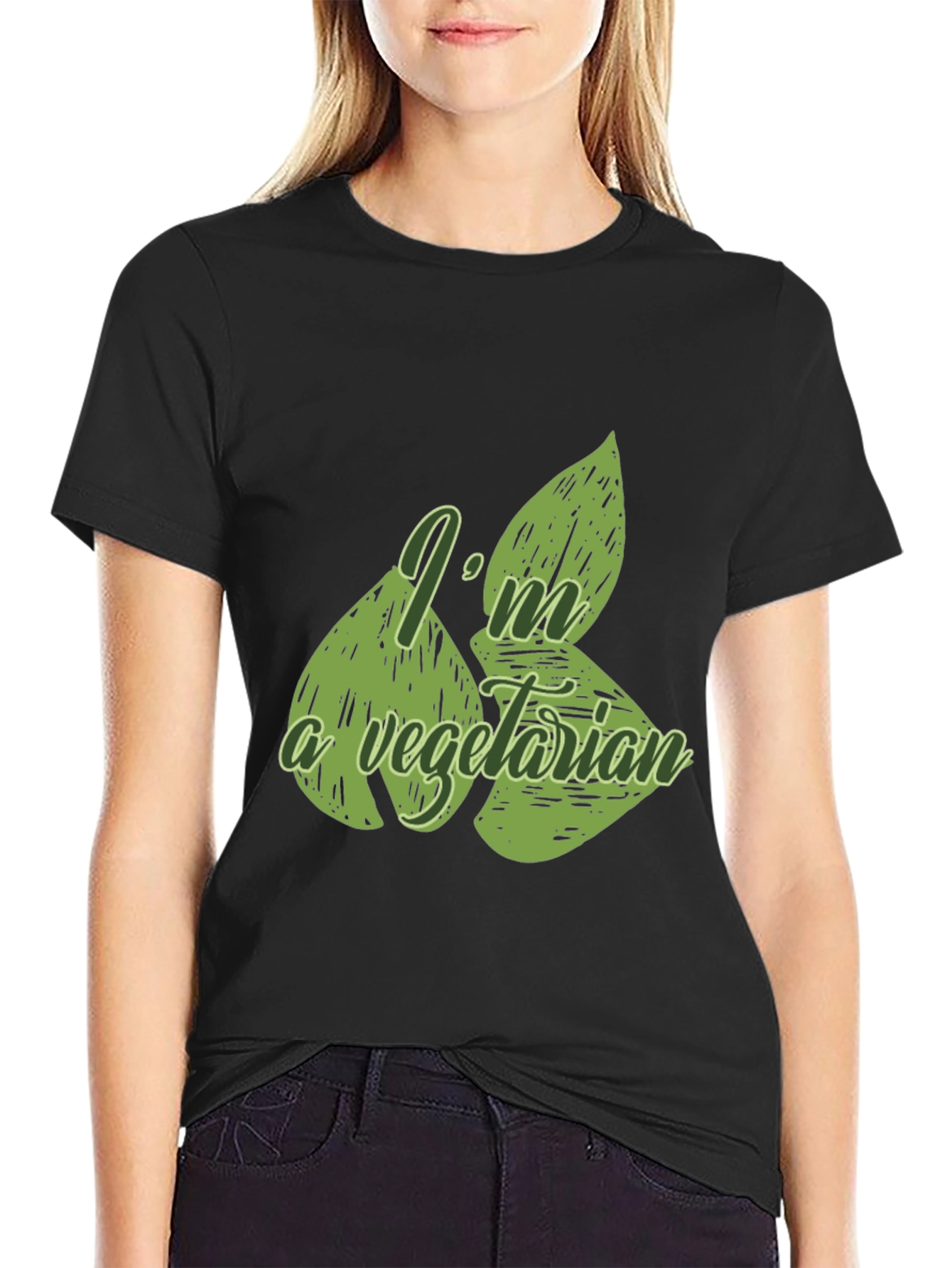 Vegetarian Graphic T-Shirt - Black