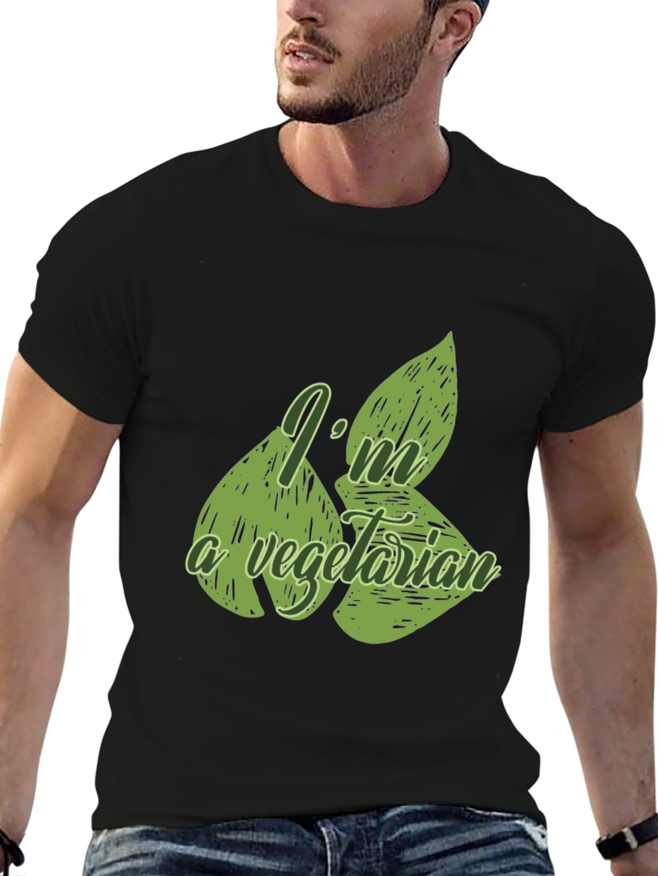 Vegetarian Graphic T-Shirt - Black