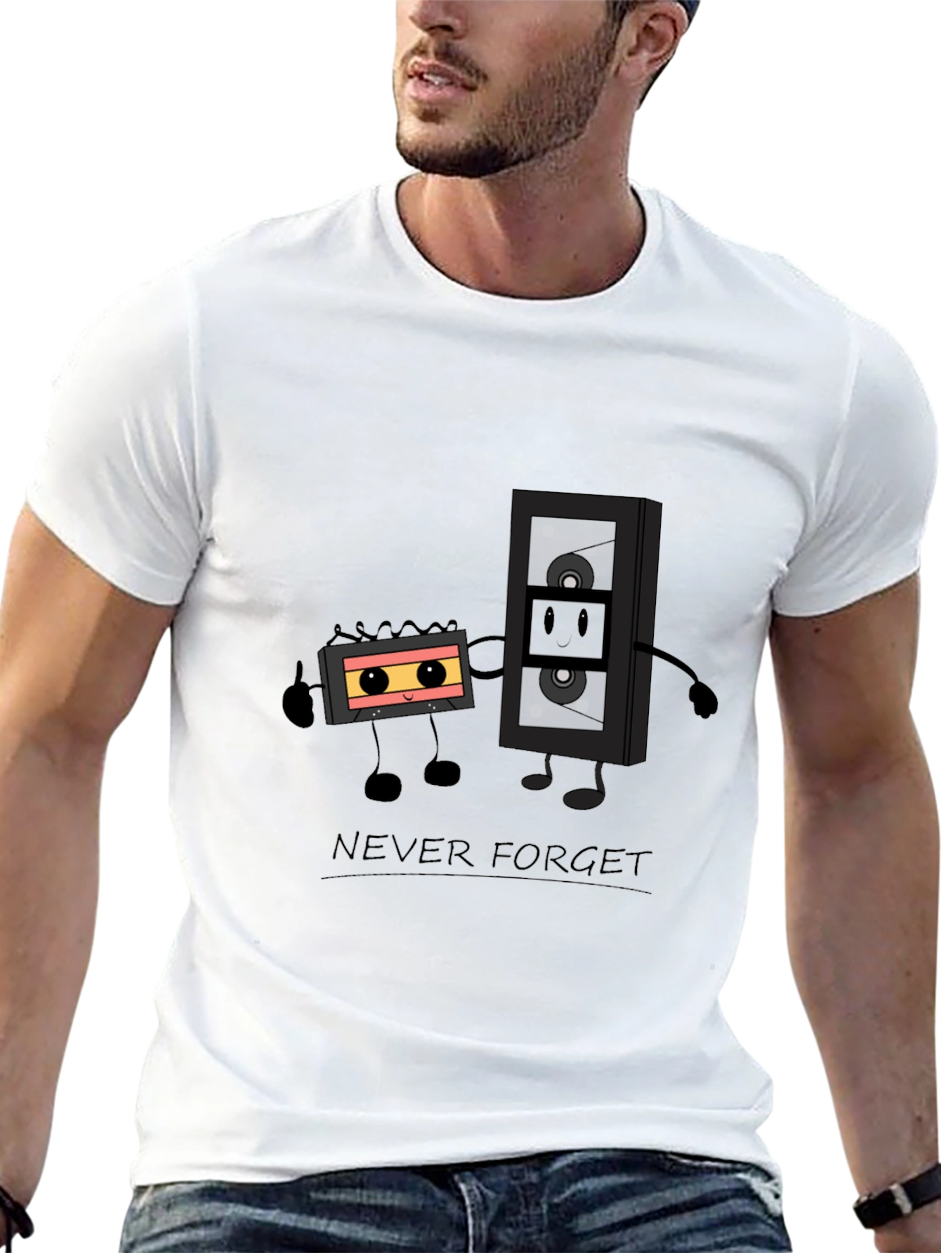Retro Cassette Tape Graphic Tee - Never Forget