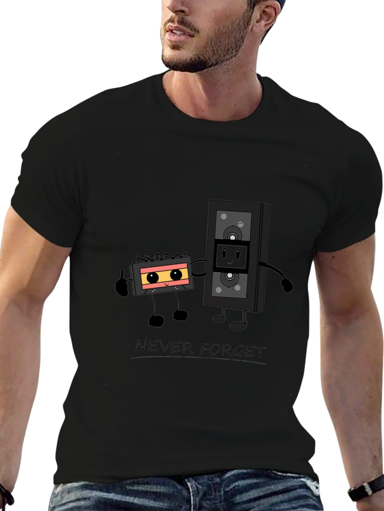 Retro Cassette Tape Graphic Tee - Never Forget