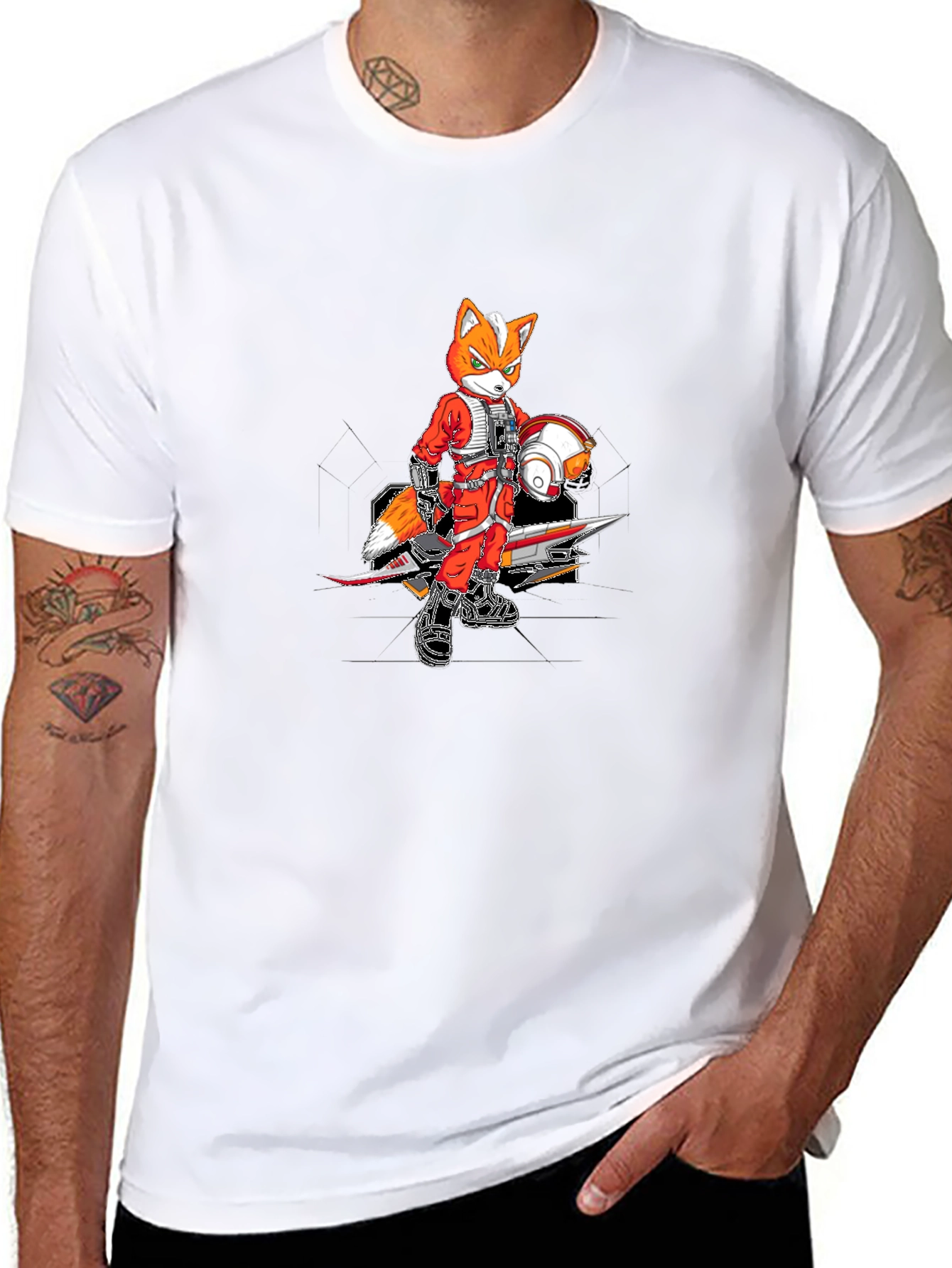 Fox Pilot Graphic Tee - Black Crew Neck T-Shirt
