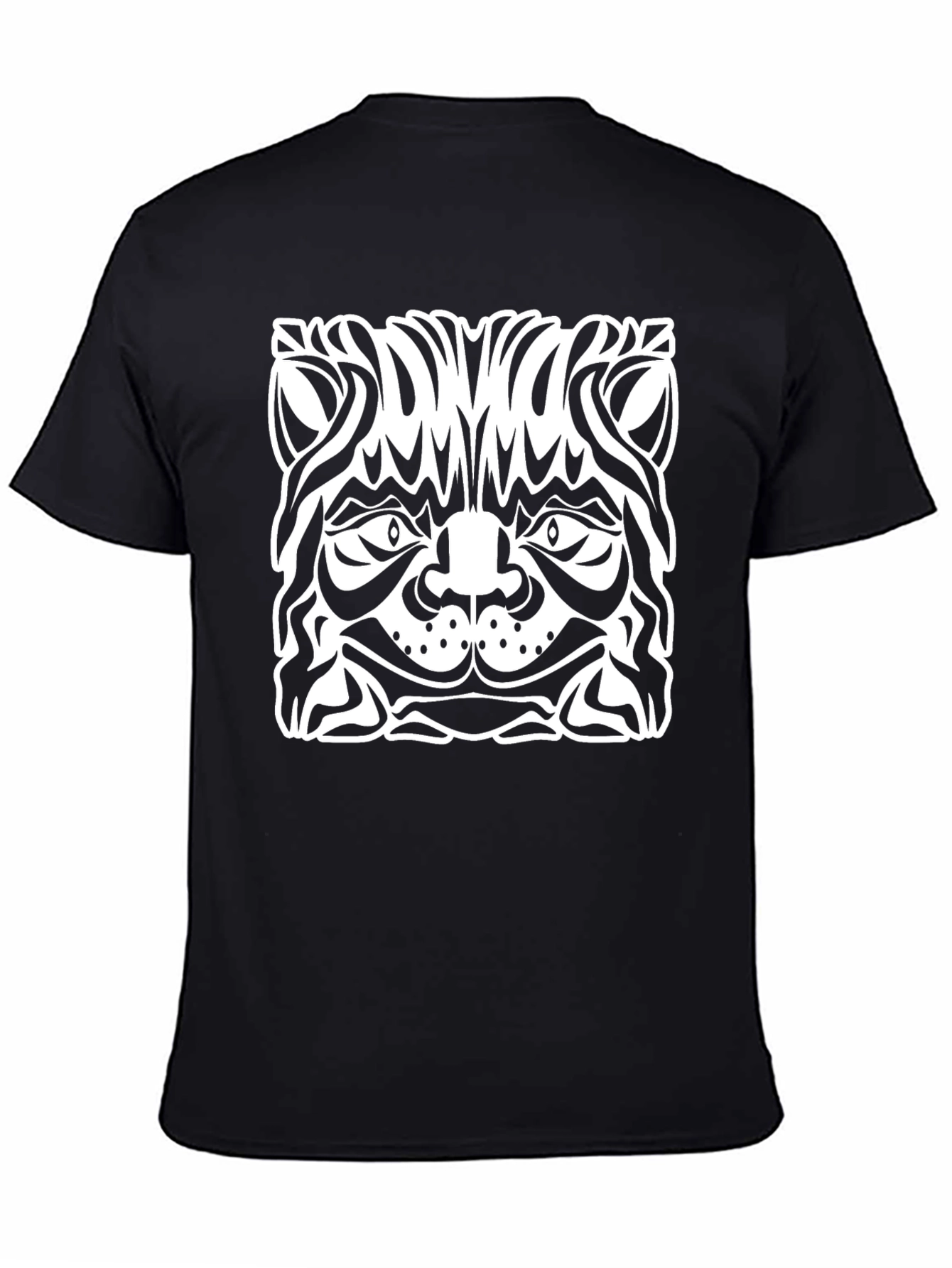 Abstract Cat Graphic Black T-Shirt