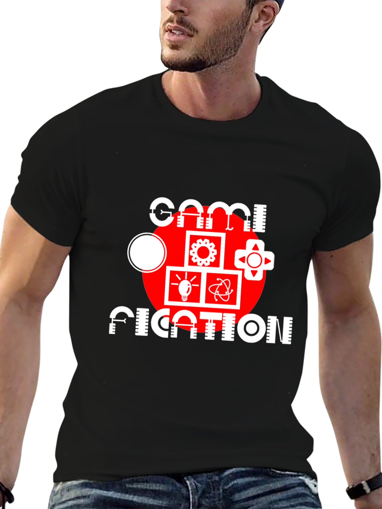Gamification T-Shirt - Black Graphic Tee for Men