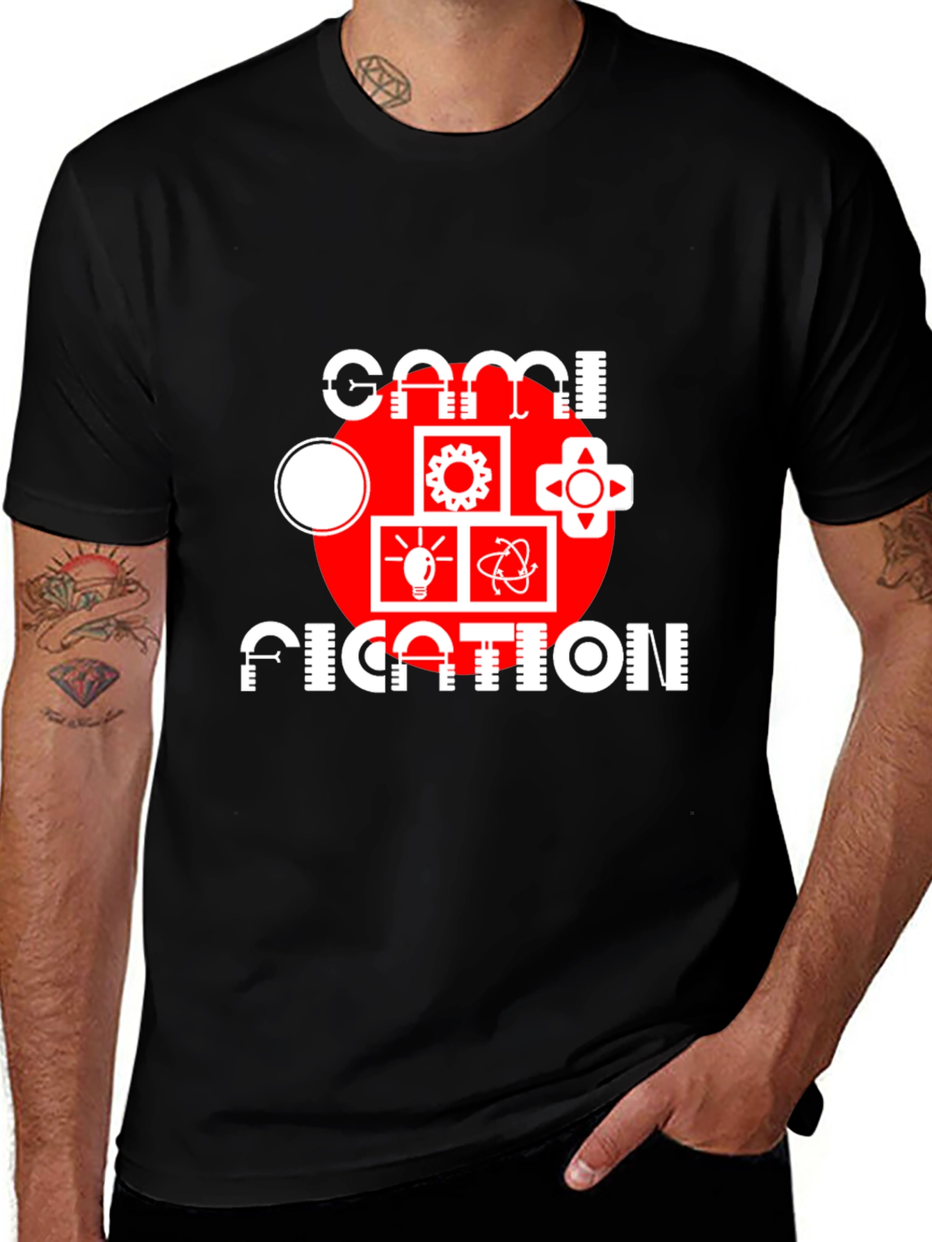 Gamification T-Shirt - Black Graphic Tee for Men