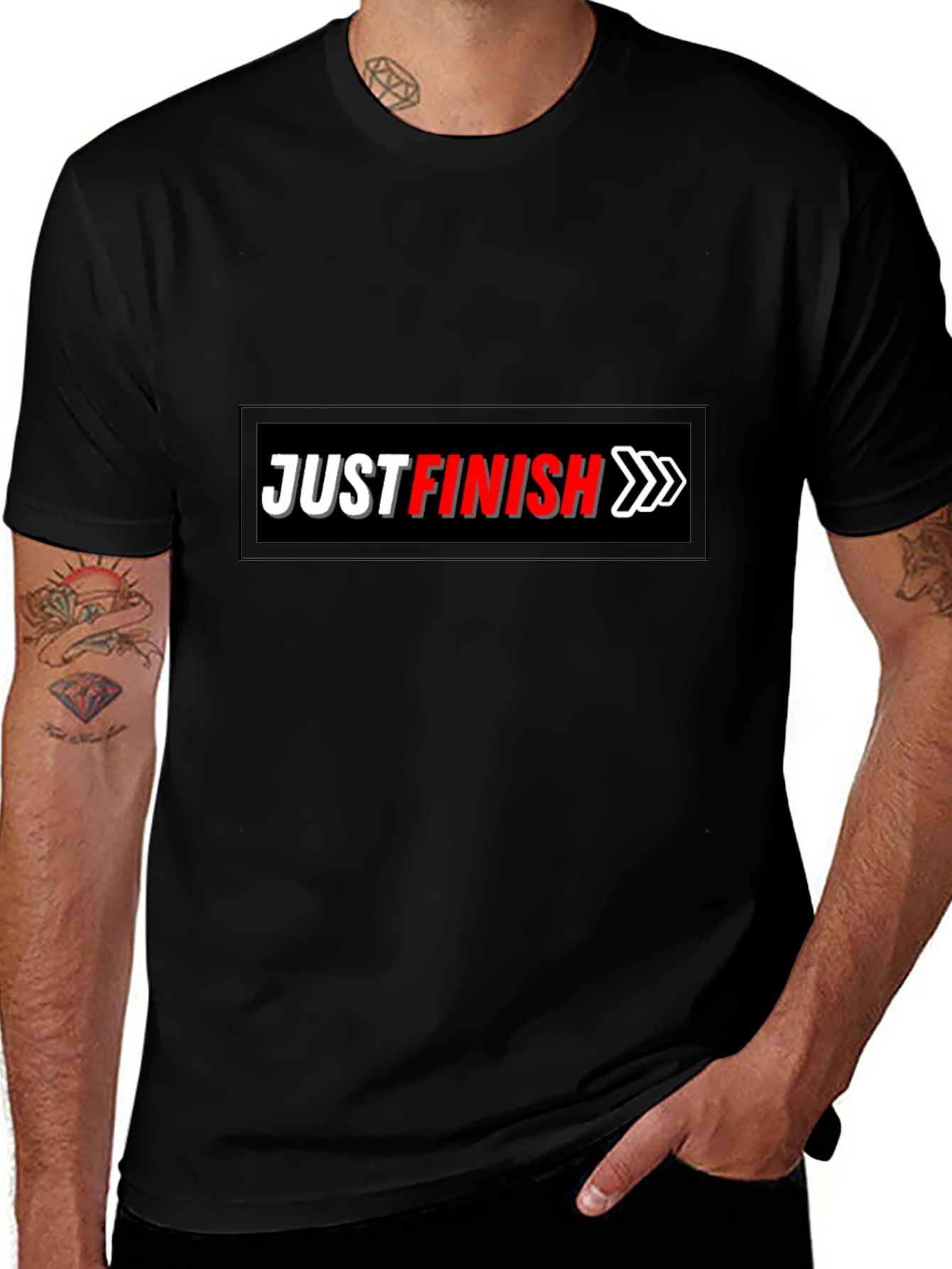 Just Finish Black Graphic Tee