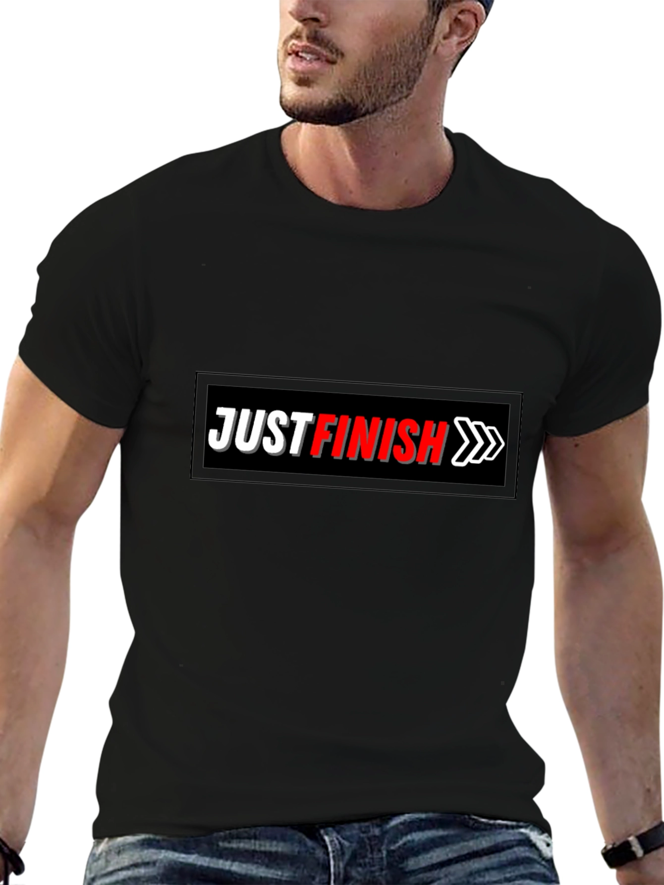 Just Finish Black Graphic Tee
