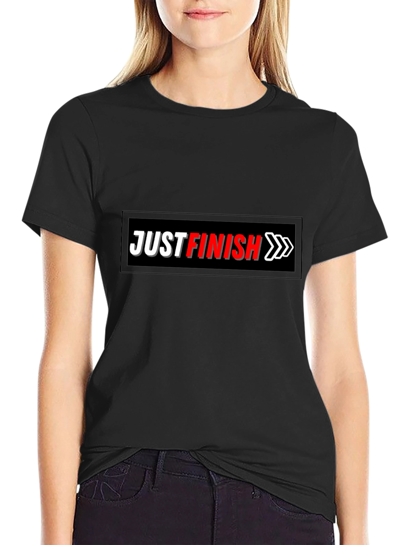 Just Finish Black Graphic Tee