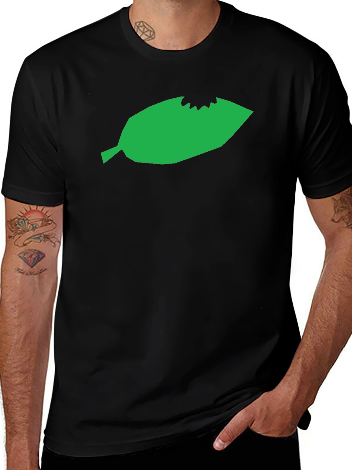 Leaf Bite Graphic Tee - Unisex Black T-Shirt