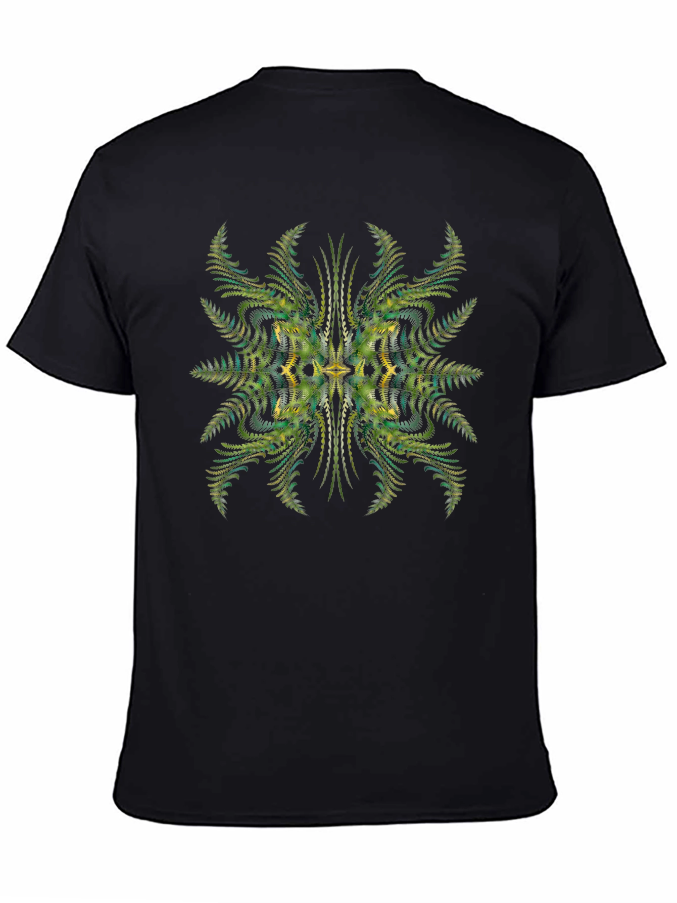 Abstract Fern Print Black Tee