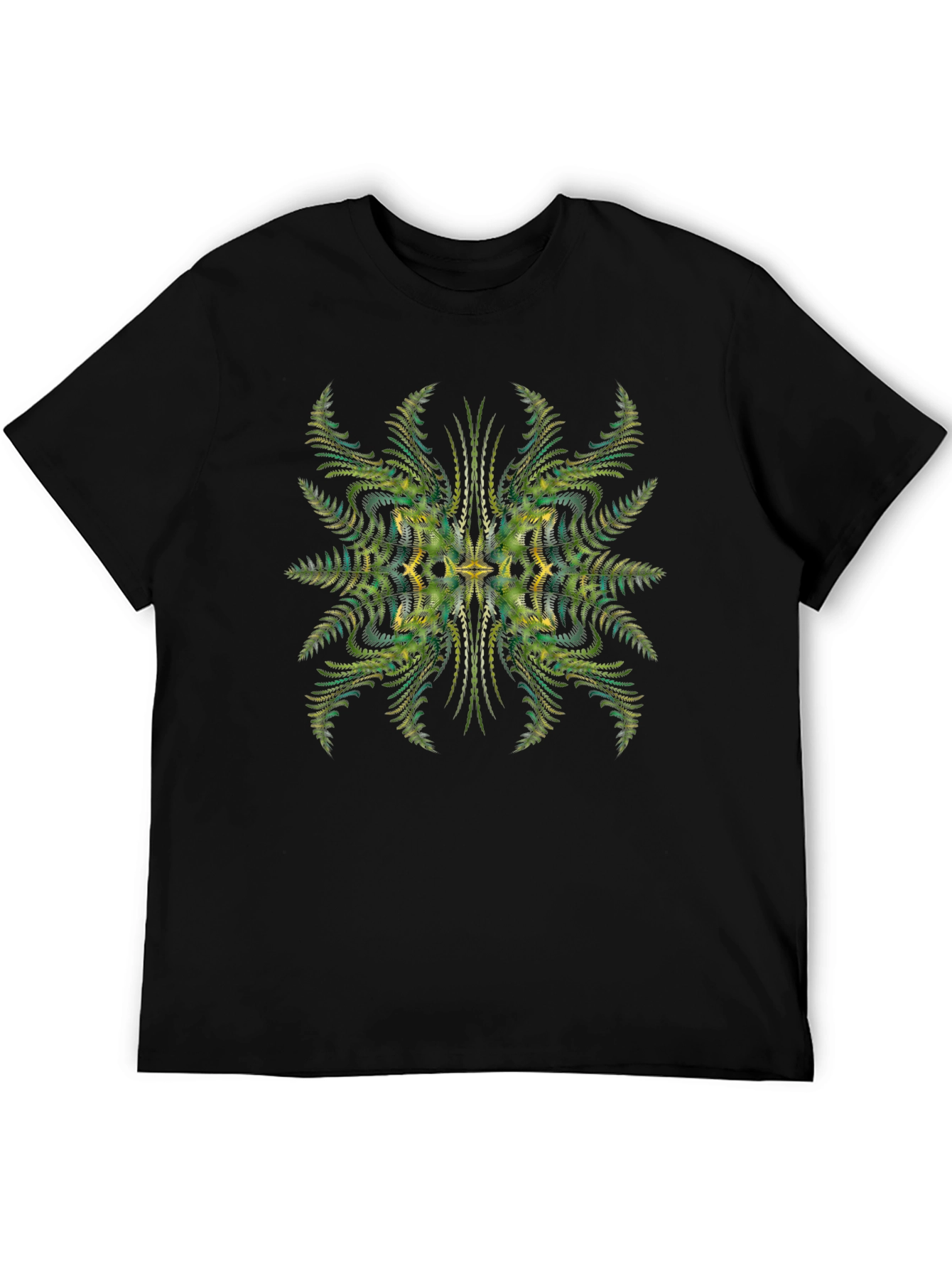 Abstract Fern Print Black Tee