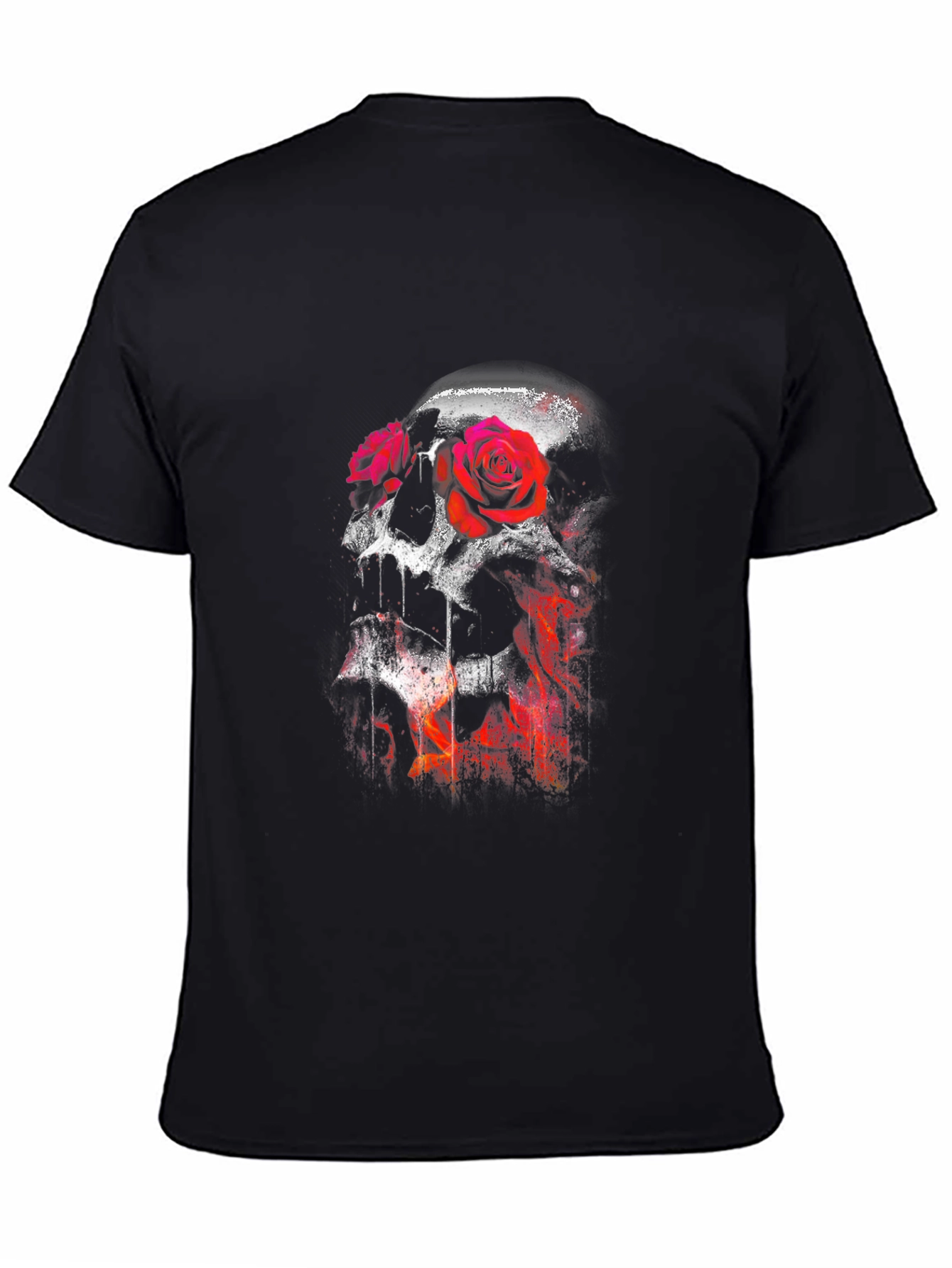 Skull and Roses Graphic T-Shirt - Mens Black Tee