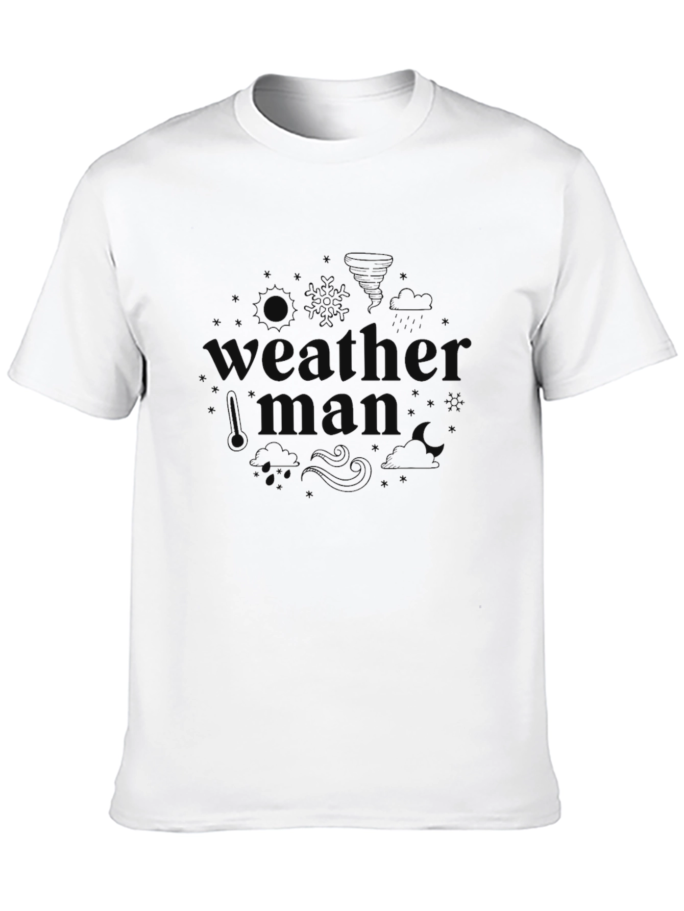 Weather Man Graphic T-Shirt Black Crew Neck Tee