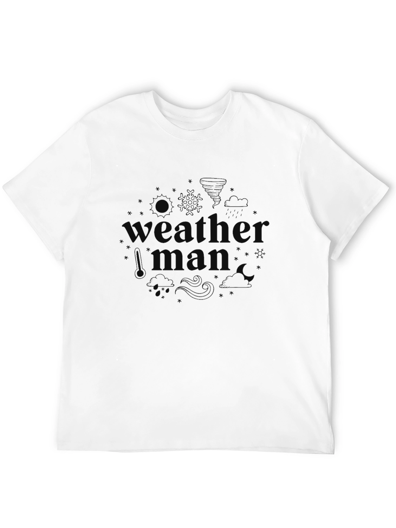 Weather Man Graphic T-Shirt Black Crew Neck Tee