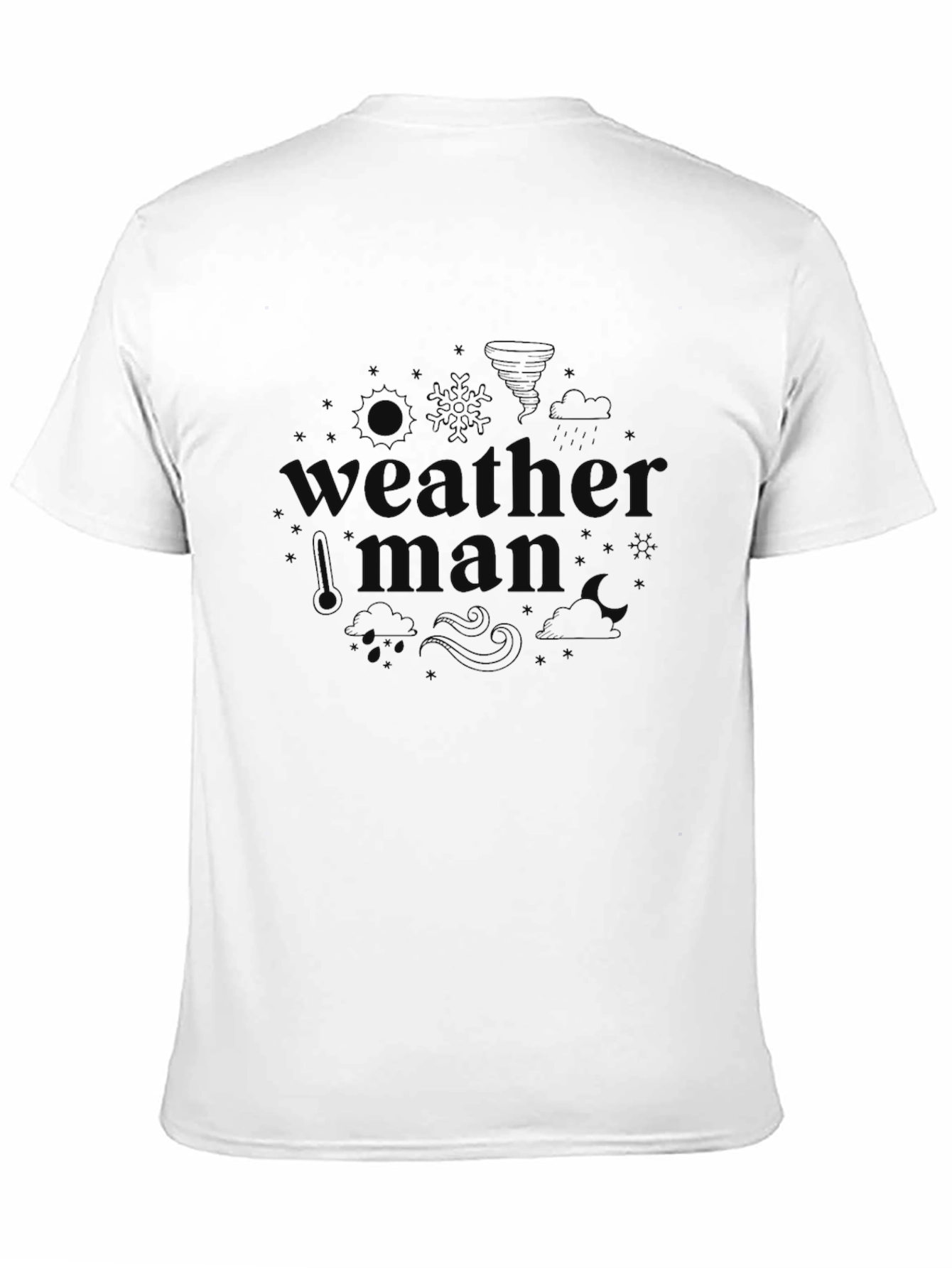 Weather Man Graphic T-Shirt Black Crew Neck Tee