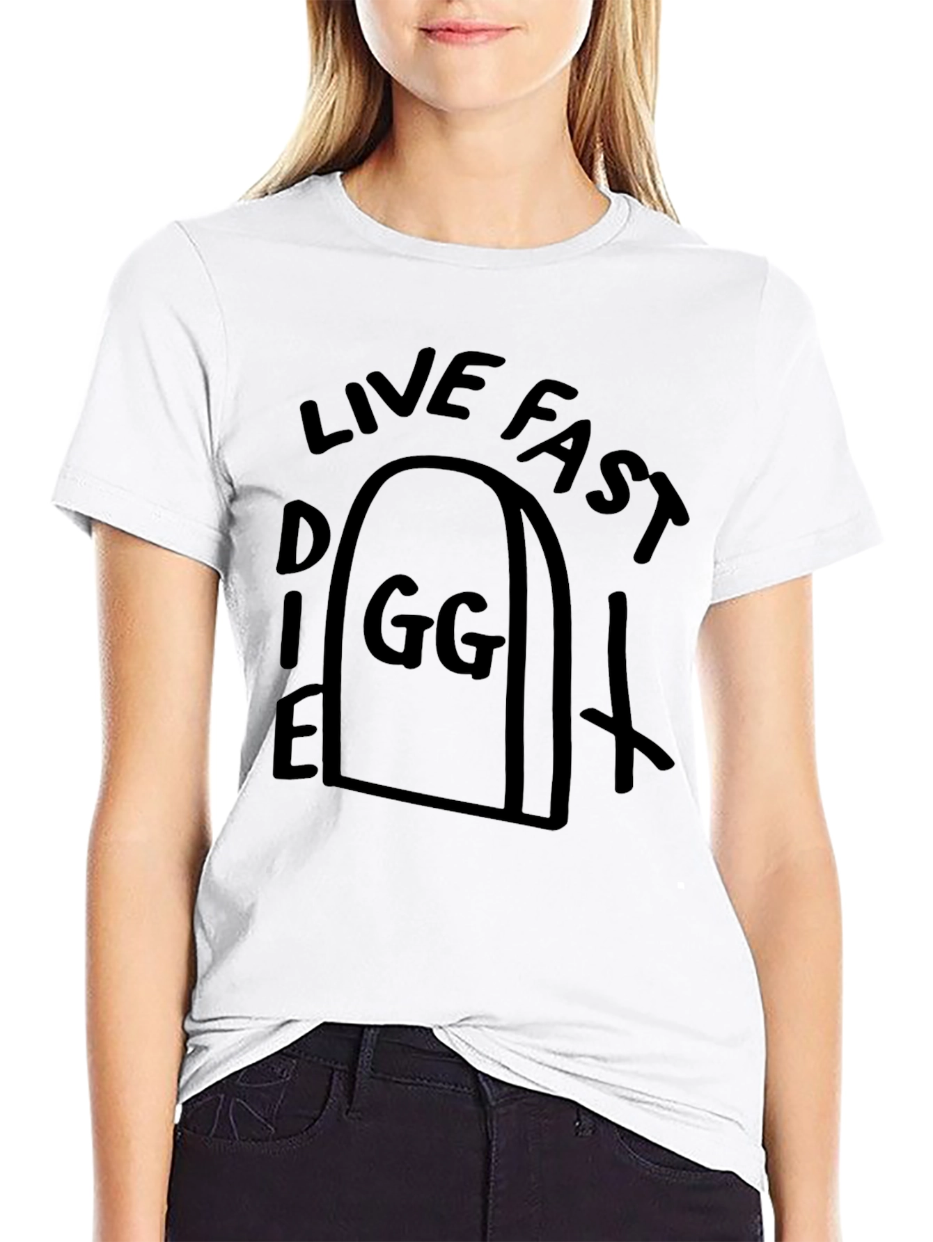 Live Fast Die GG Black Graphic T-Shirt