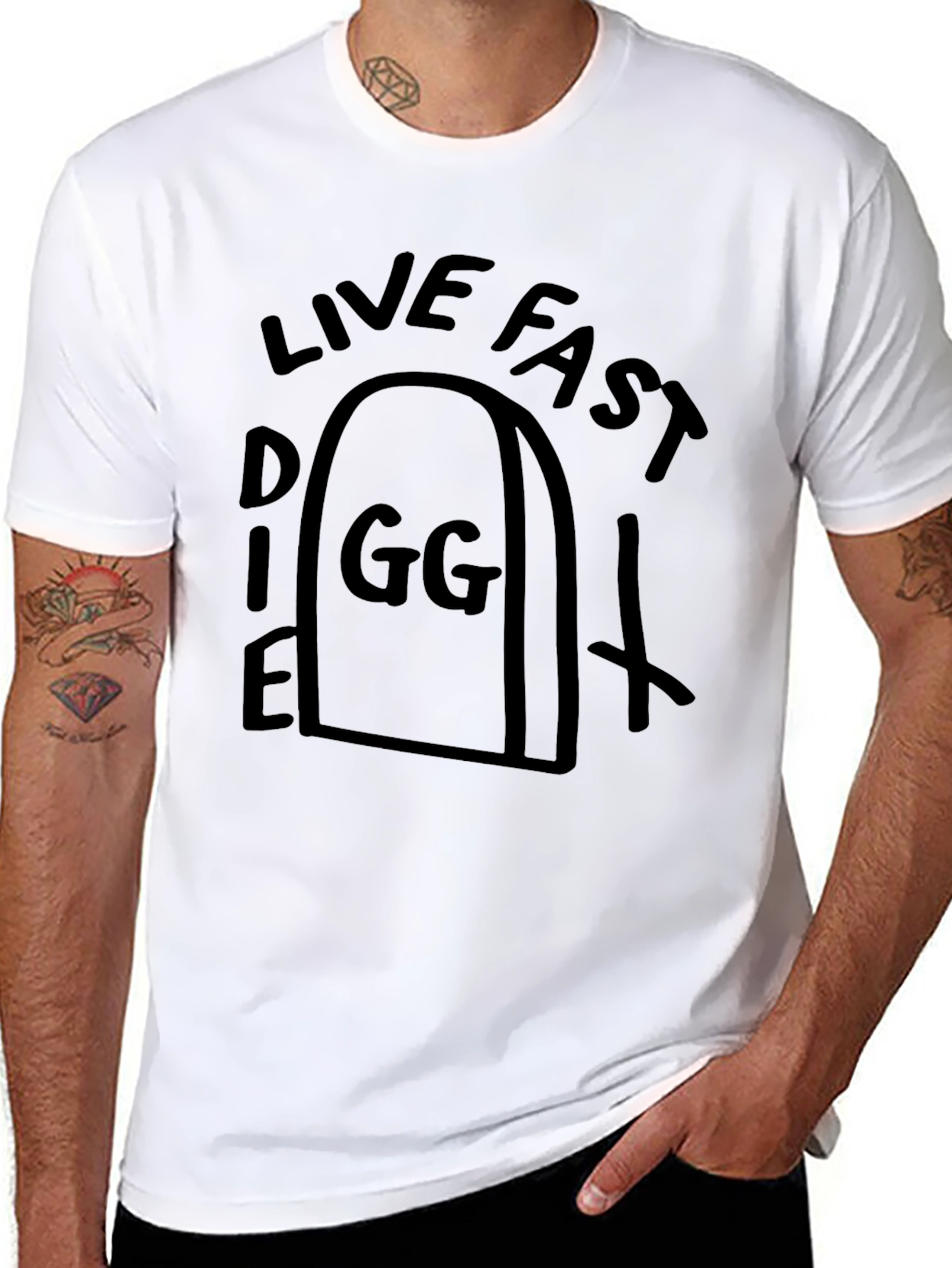 Live Fast Die GG Black Graphic T-Shirt