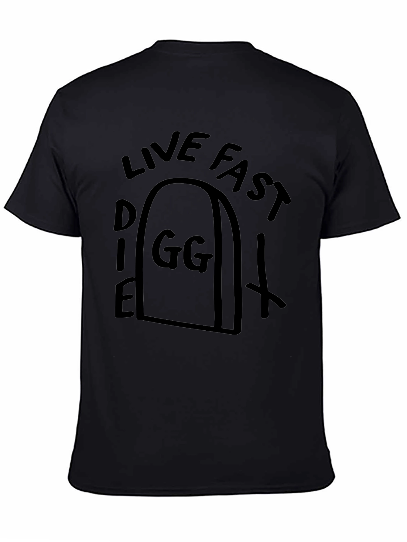Live Fast Die GG Black Graphic T-Shirt