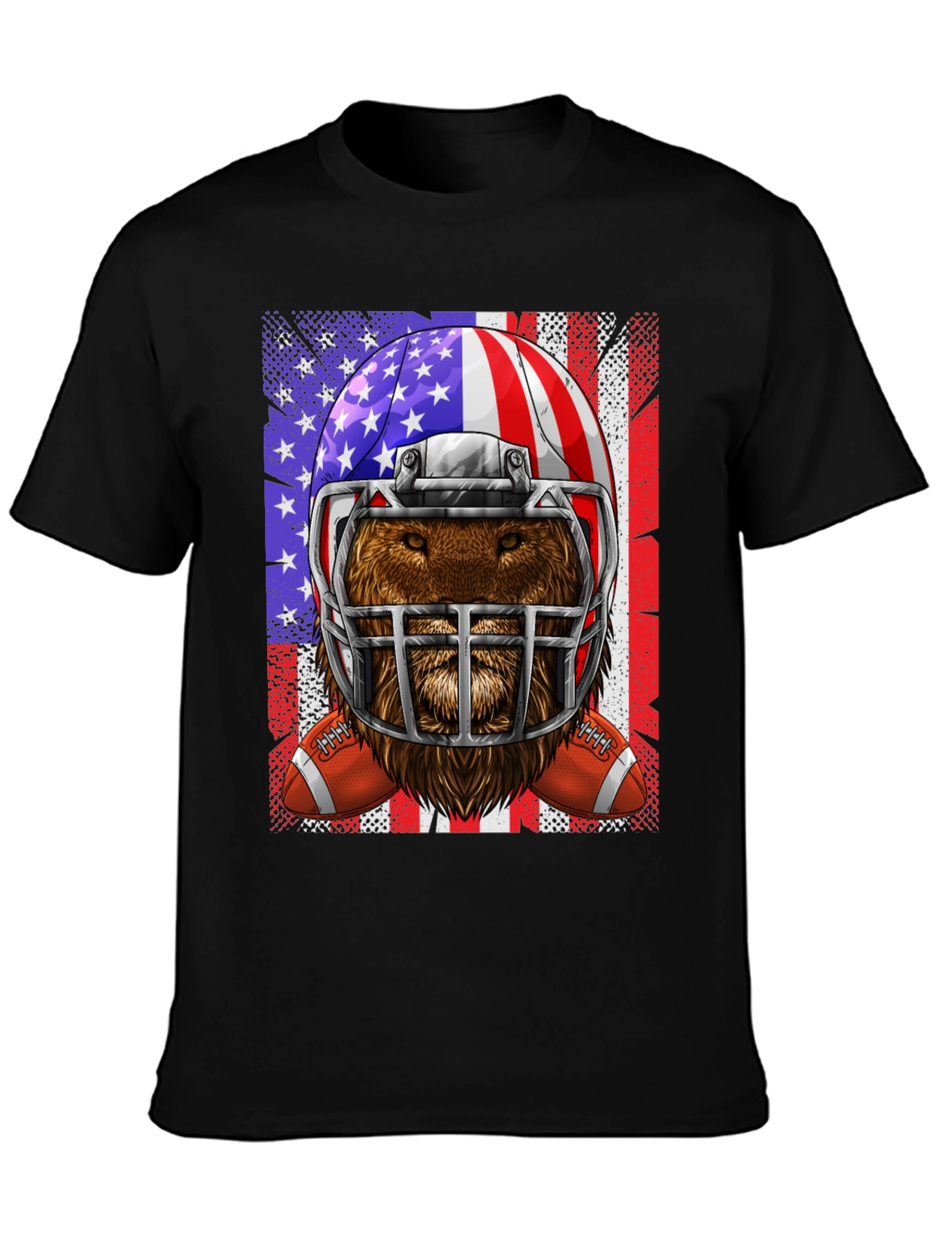Football Bear USA Flag Graphic Tee