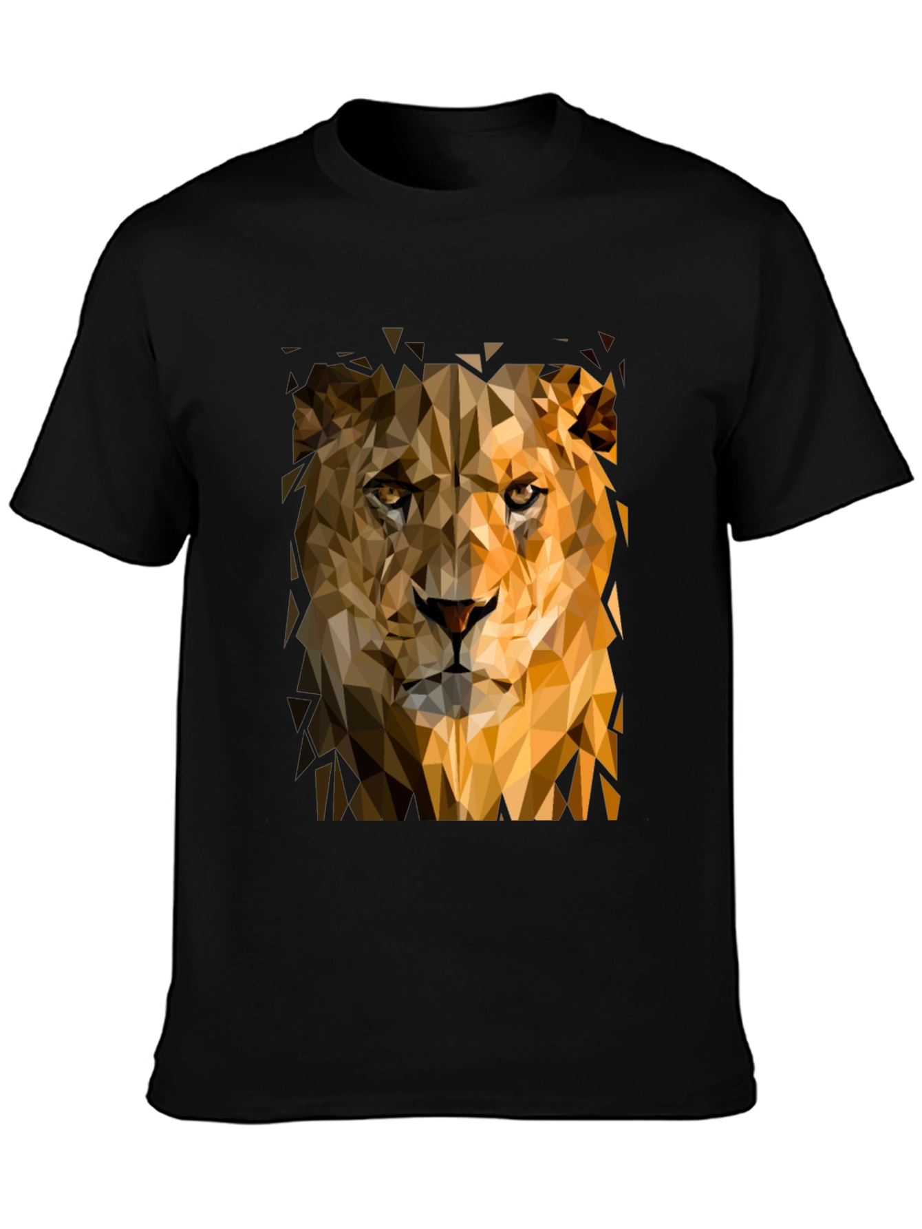 Geometric Lion Graphic Black T-Shirt