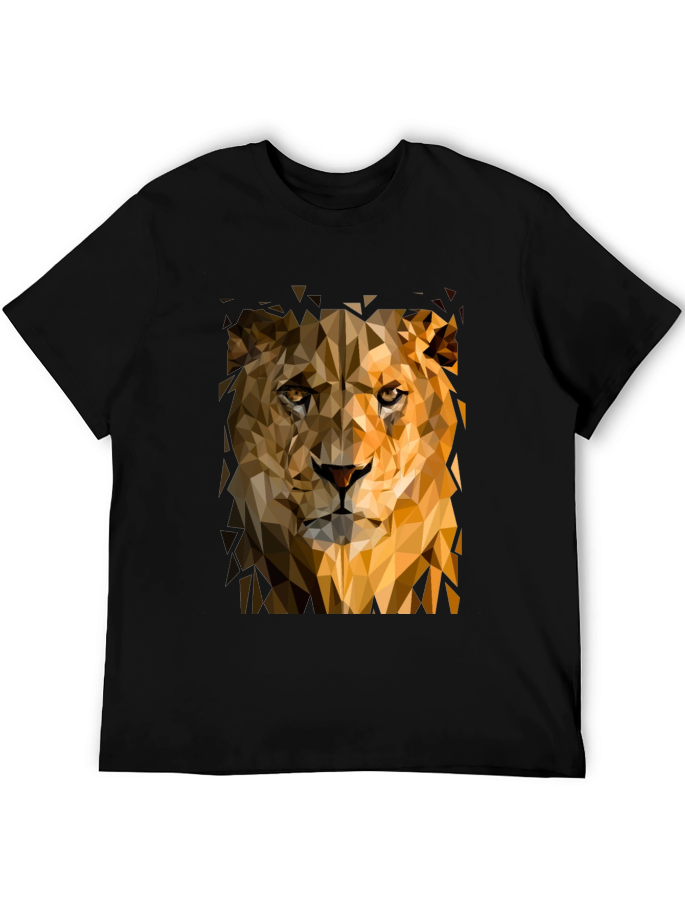 Geometric Lion Graphic Black T-Shirt