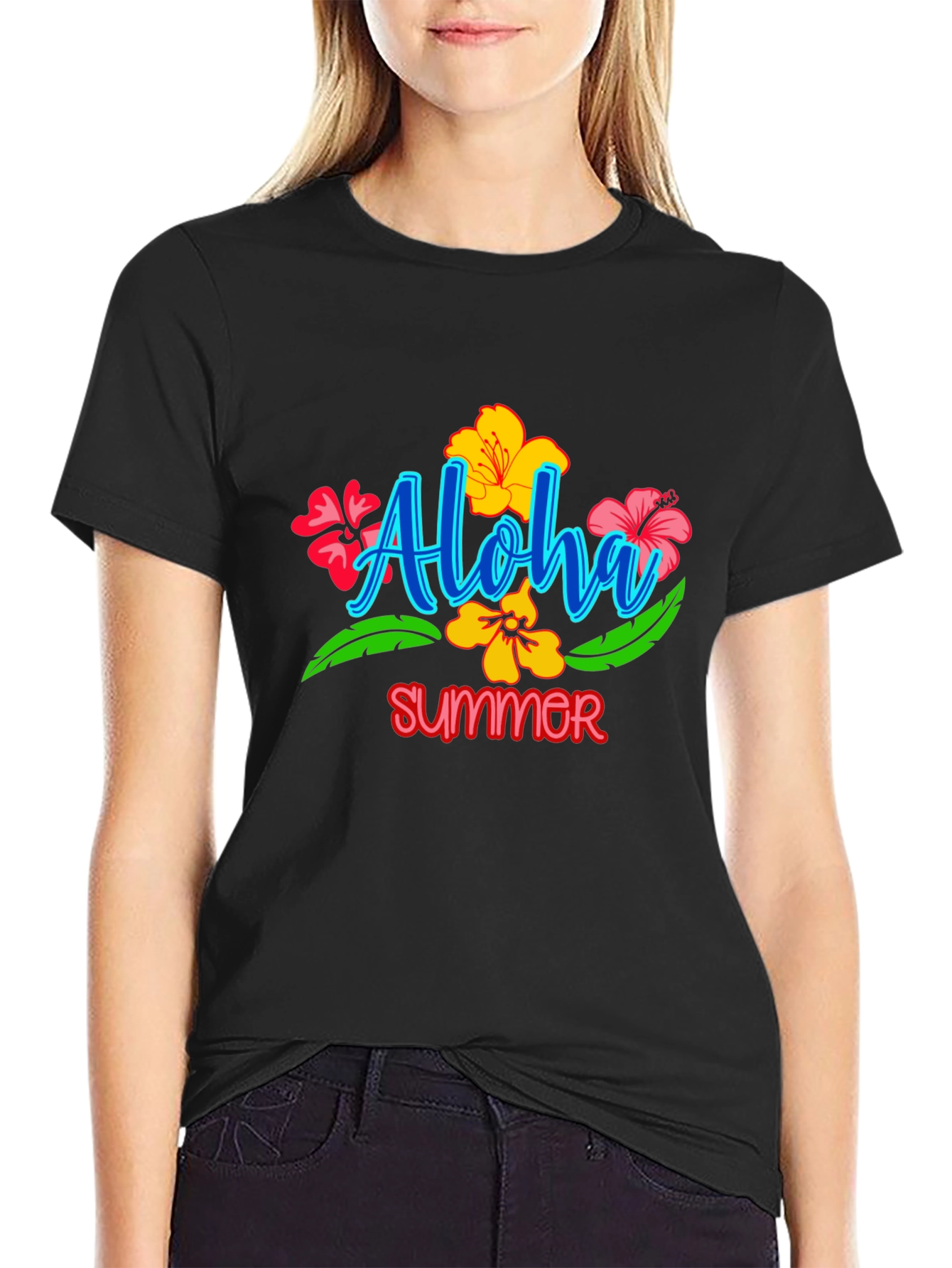Aloha Summer Graphic Tee - Black