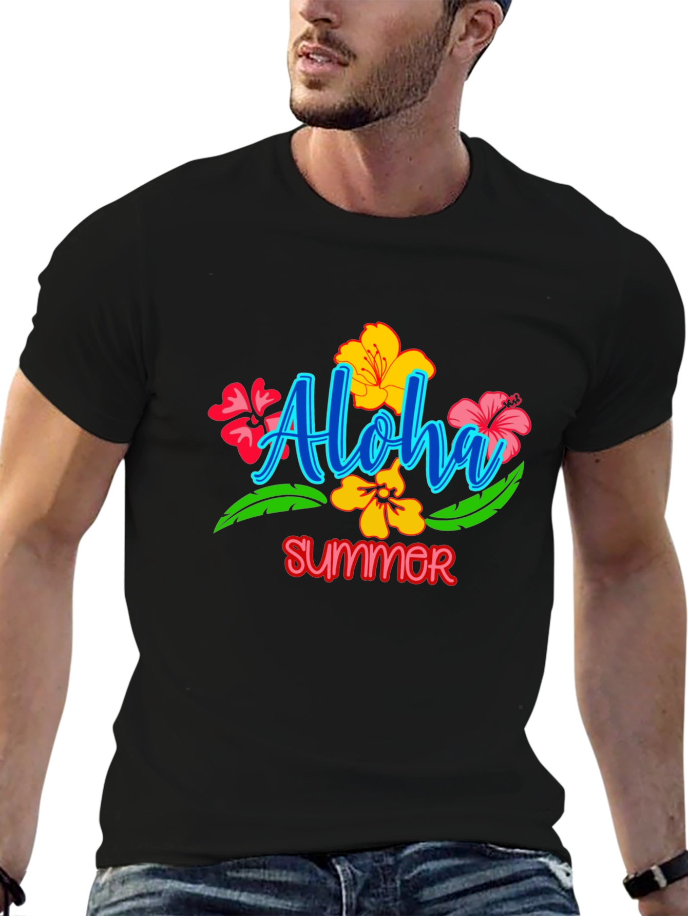 Aloha Summer Graphic Tee - Black