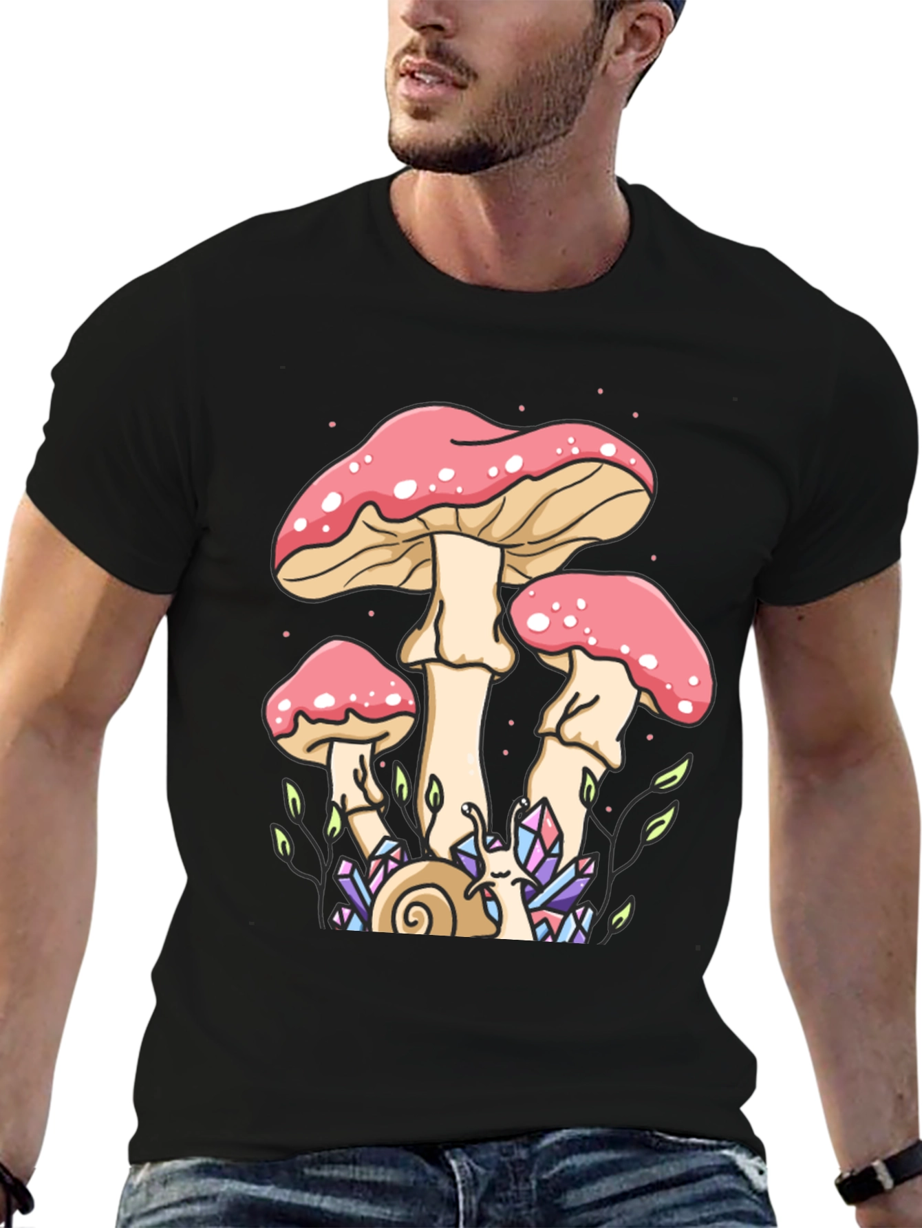 Mystical Mushroom Graphic Tee - Black