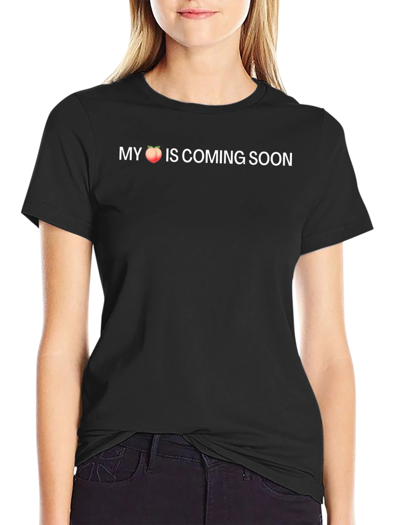My Peach is Coming Soon Black T-Shirt