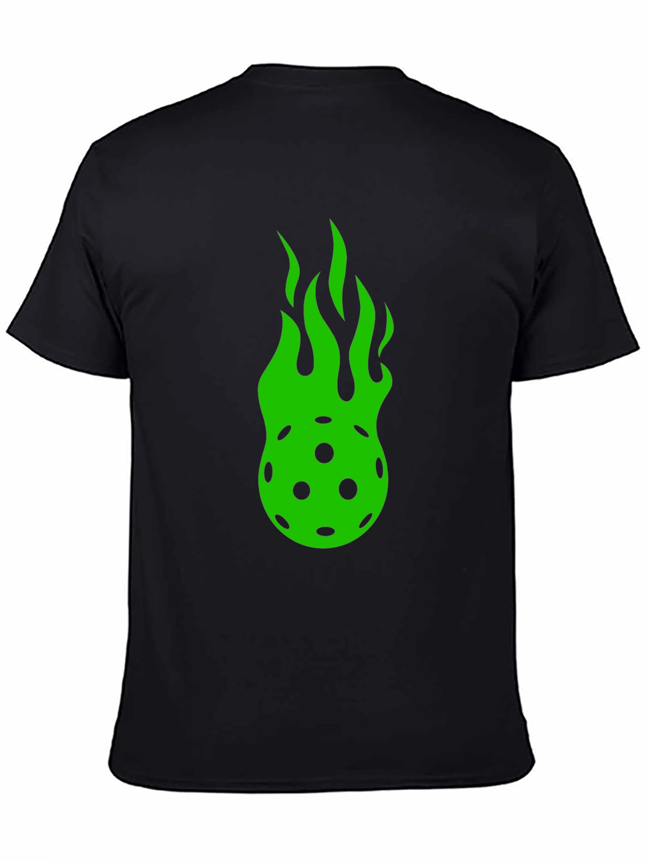 Flaming Pickleball Graphic Tee - Black Cotton T-Shirt
