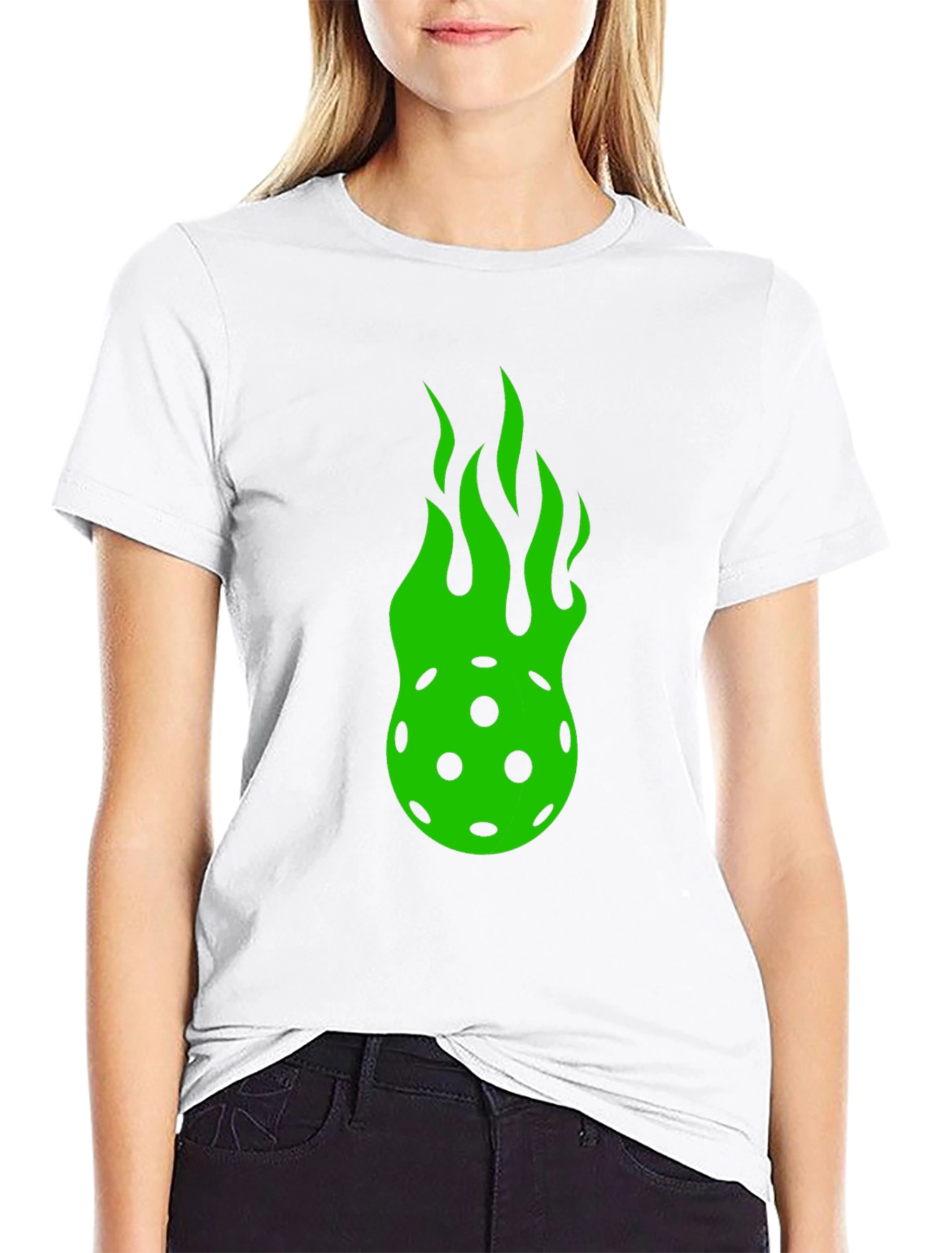Flaming Pickleball Graphic Tee - Black Cotton T-Shirt