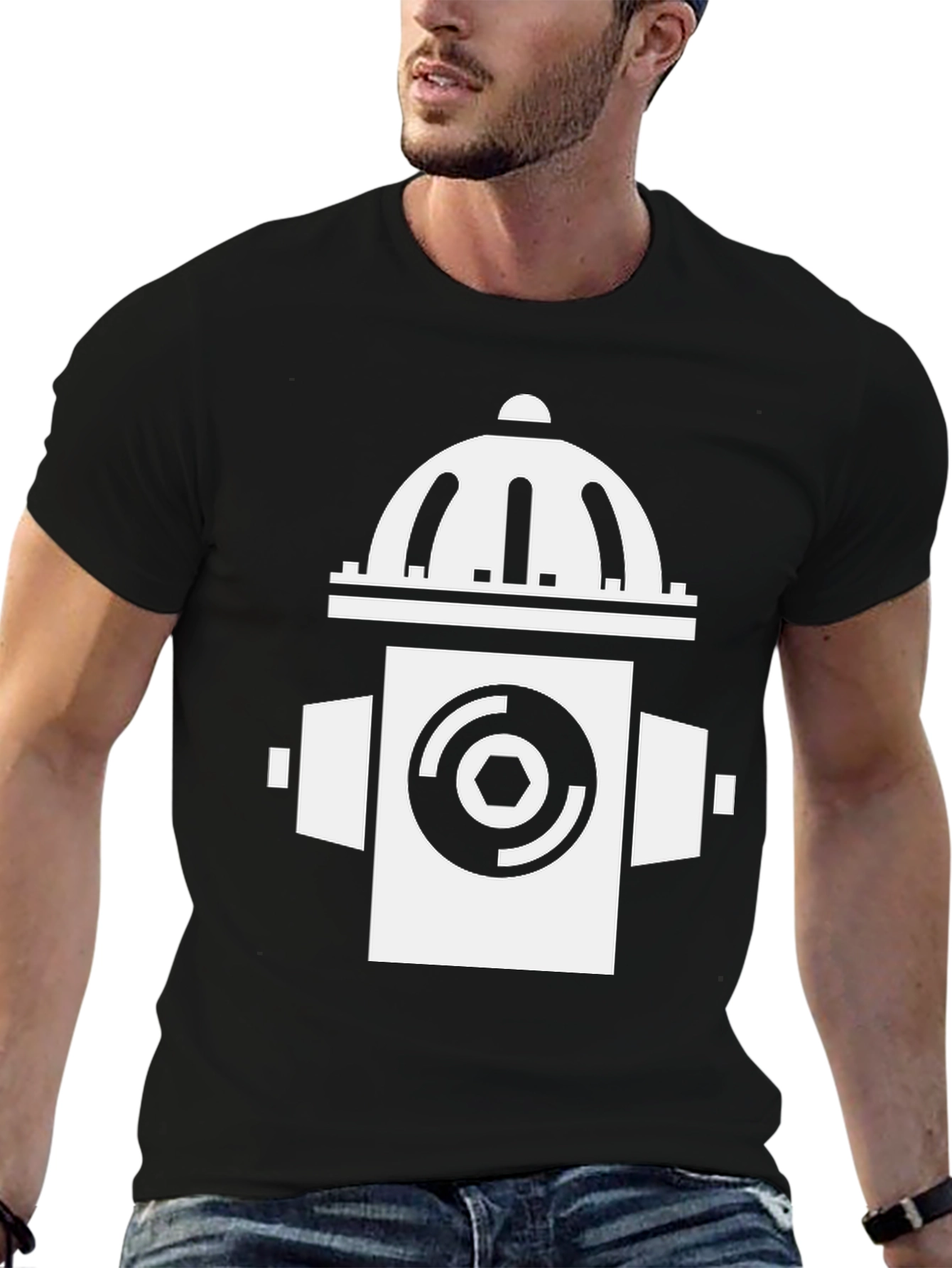 Fire Hydrant Graphic Tee - Black Unisex T-Shirt