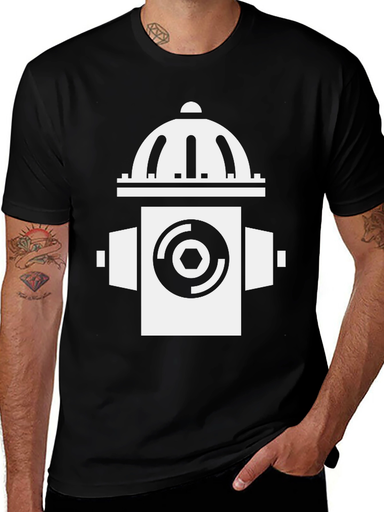 Fire Hydrant Graphic Tee - Black Unisex T-Shirt