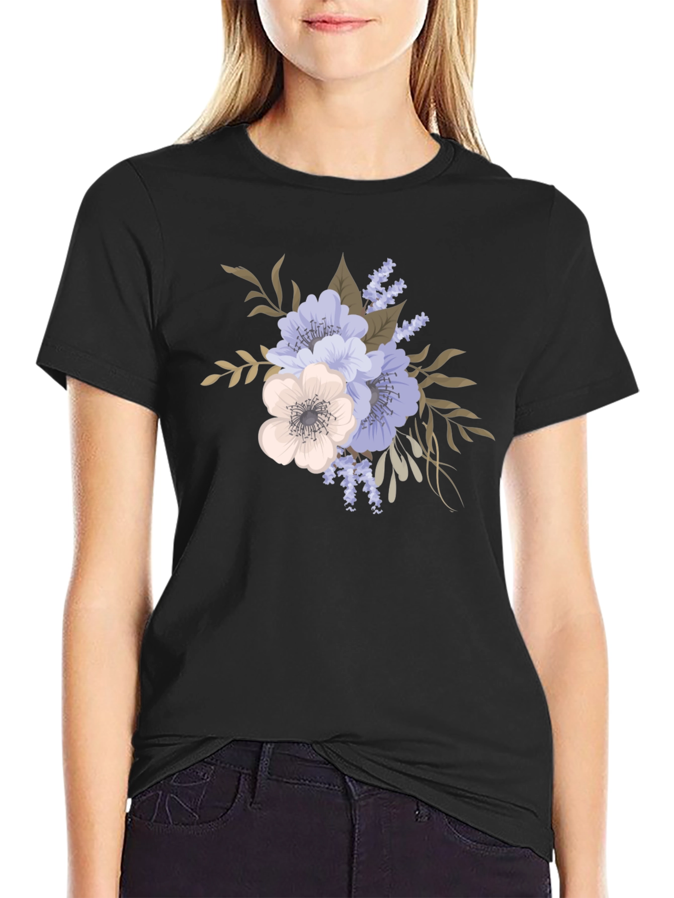 Floral Design T-Shirt - Casual Style