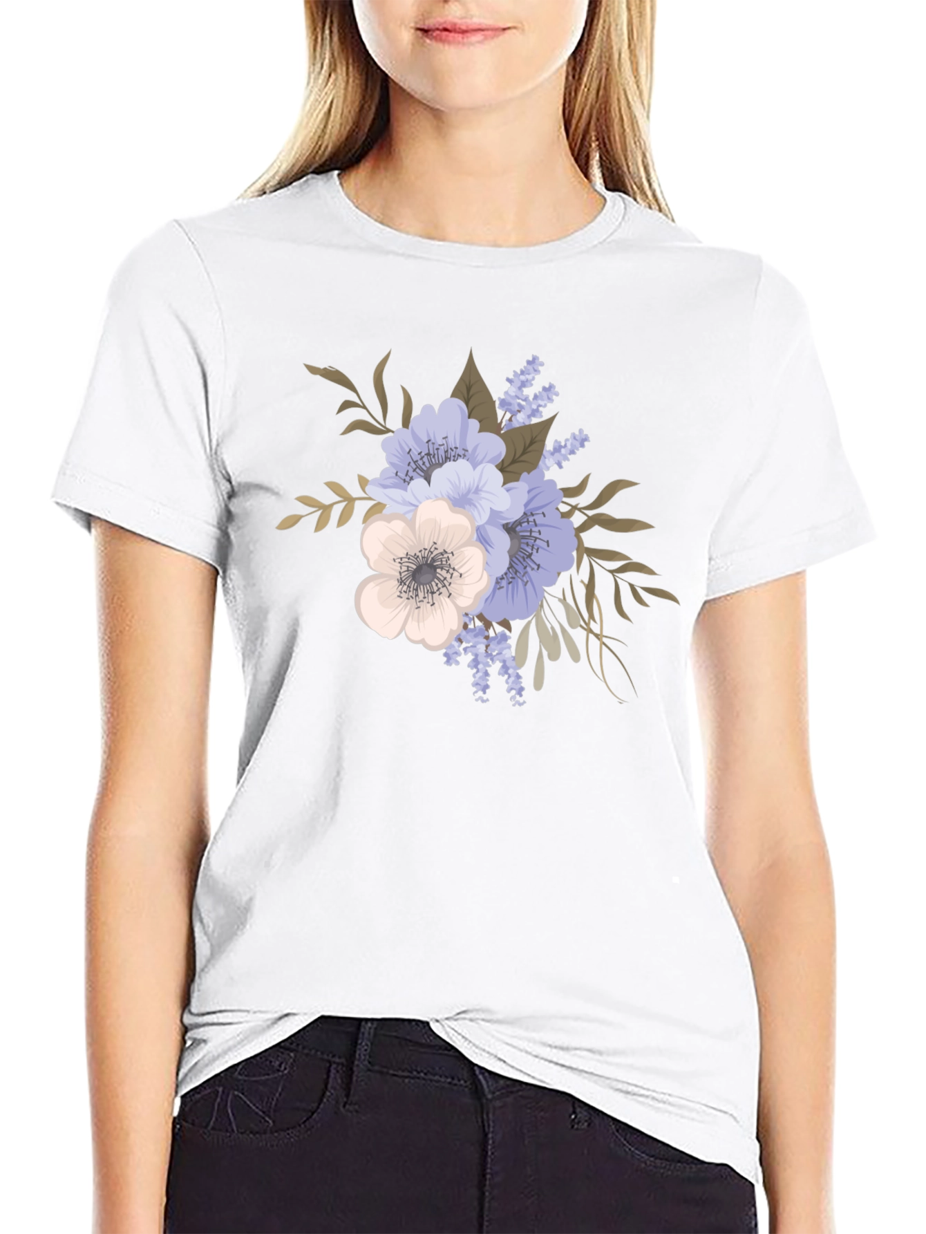 Floral Design T-Shirt - Casual Style