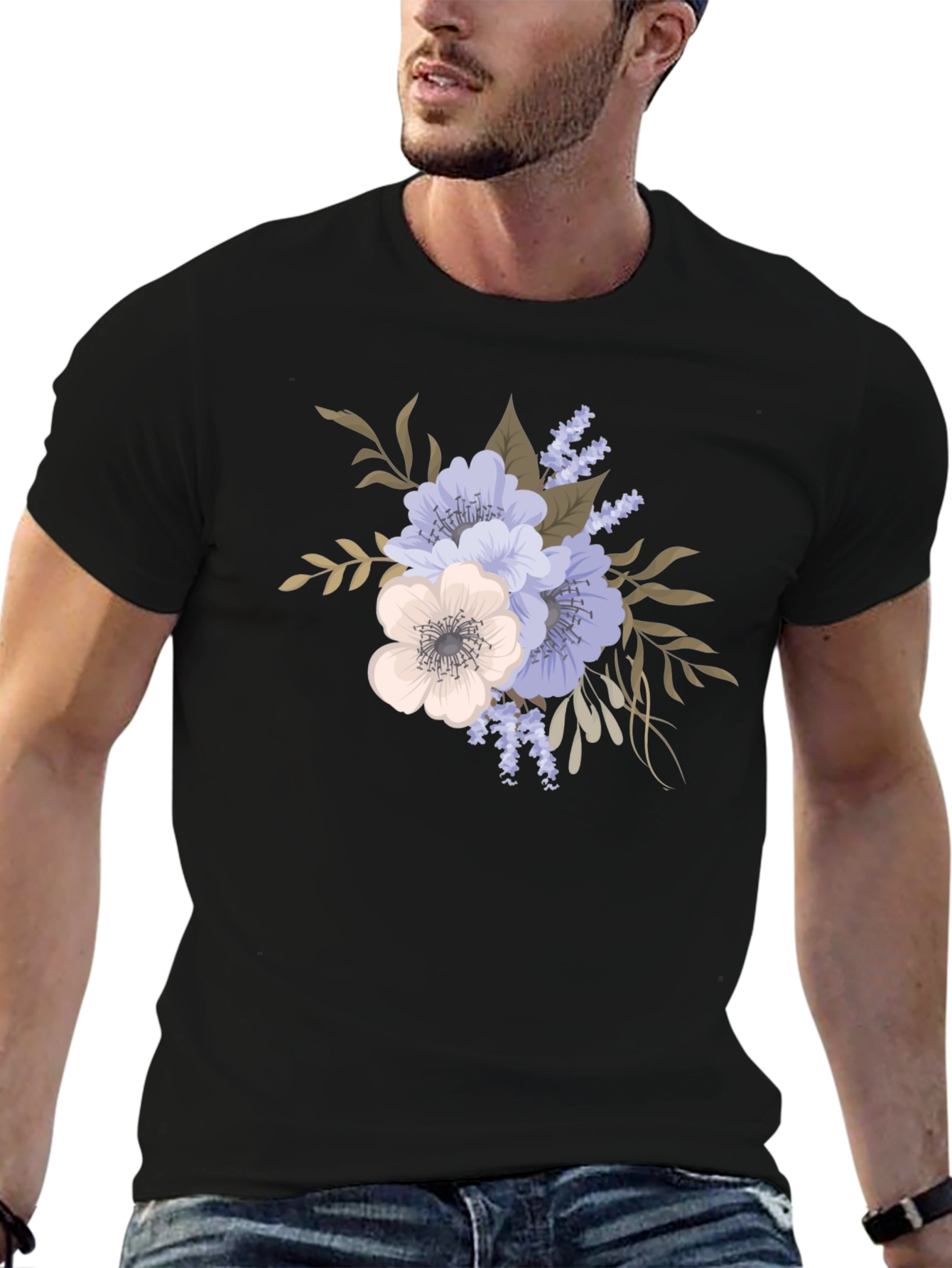 Floral Design T-Shirt - Casual Style