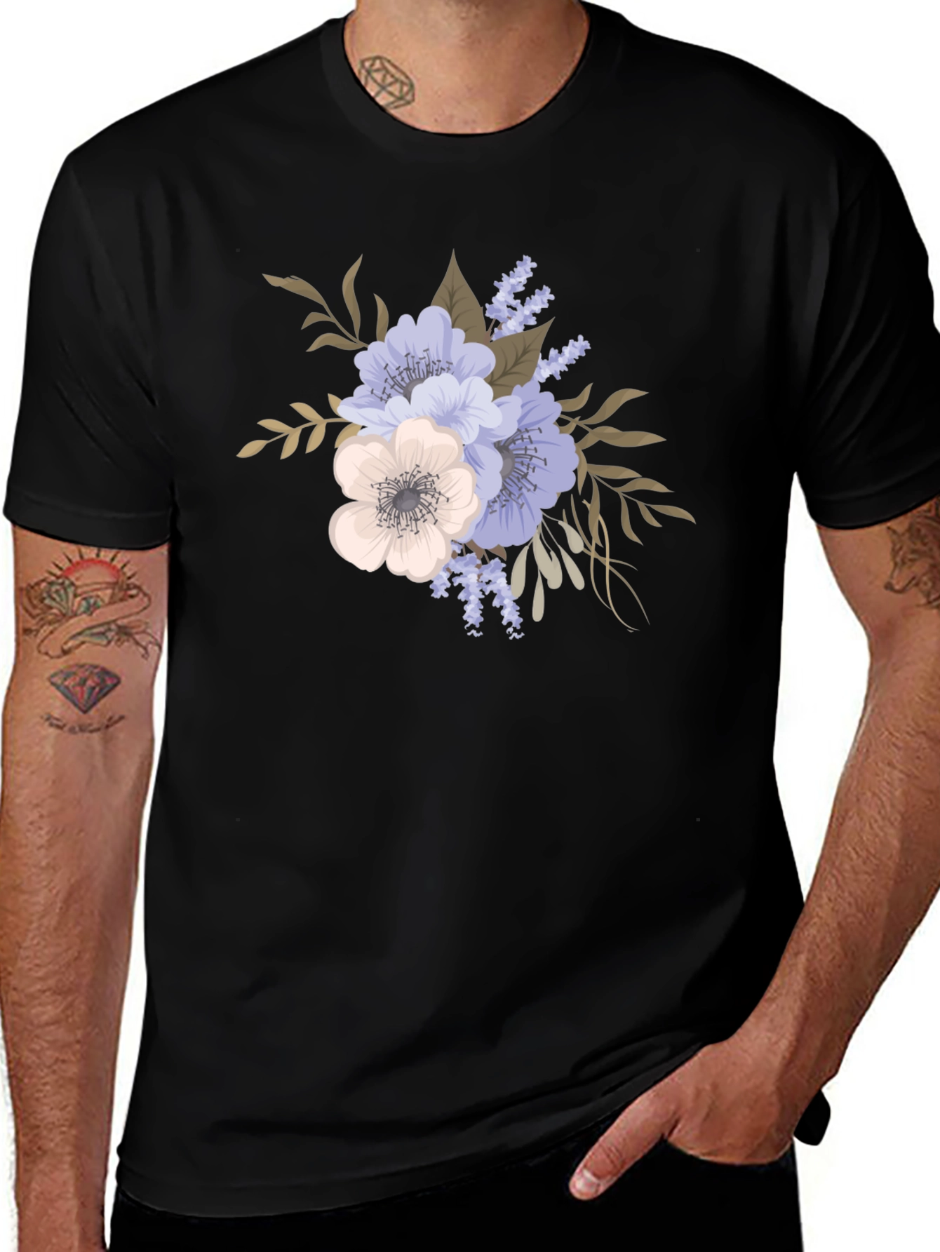 Floral Design T-Shirt - Casual Style