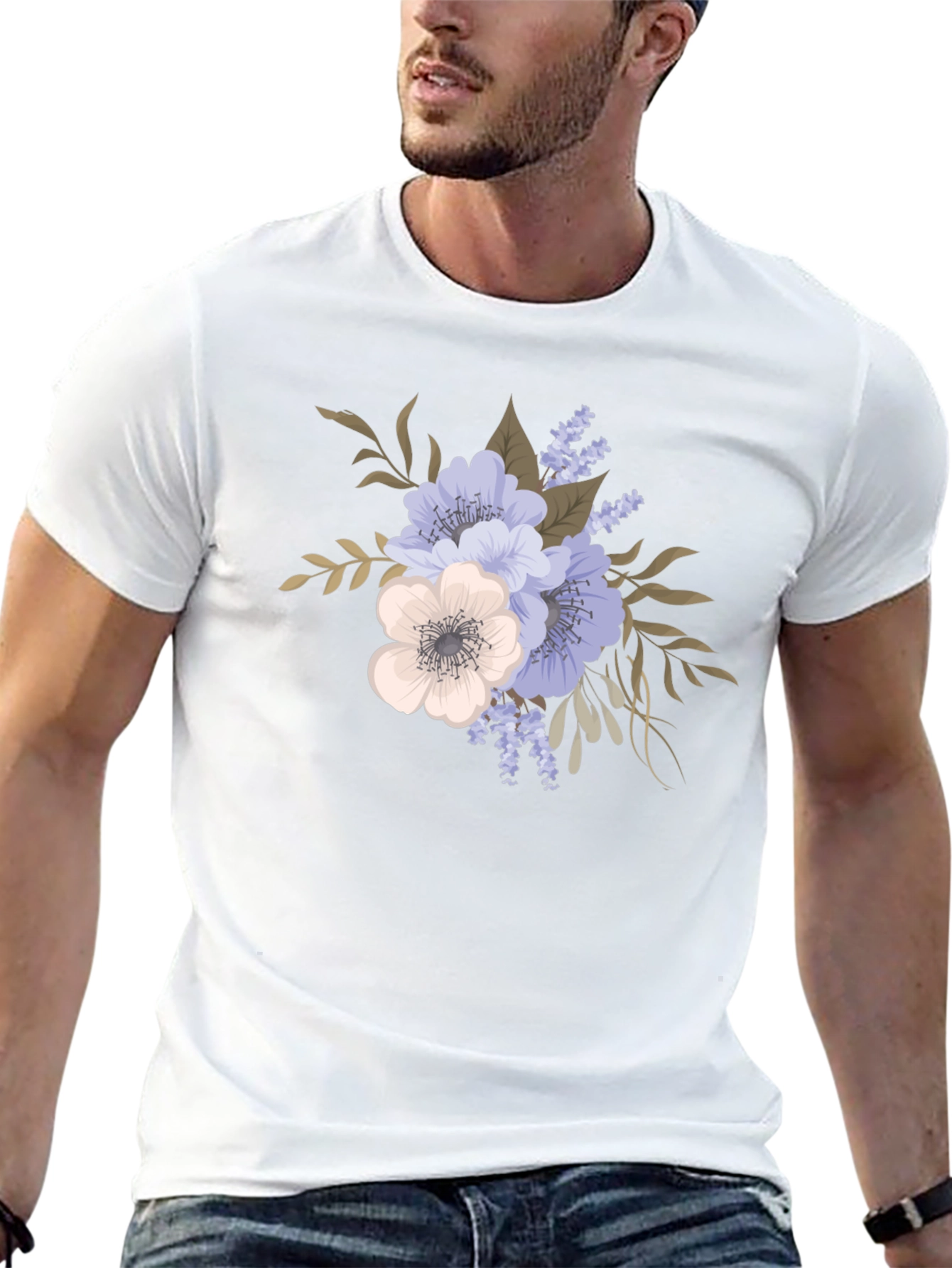 Floral Design T-Shirt - Casual Style