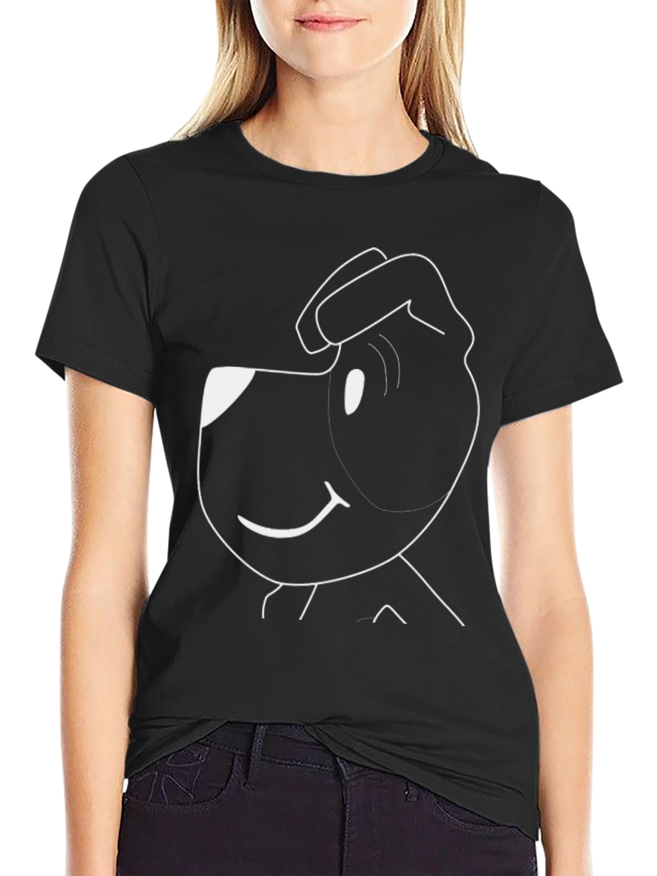Cartoon Dog Black T-Shirt