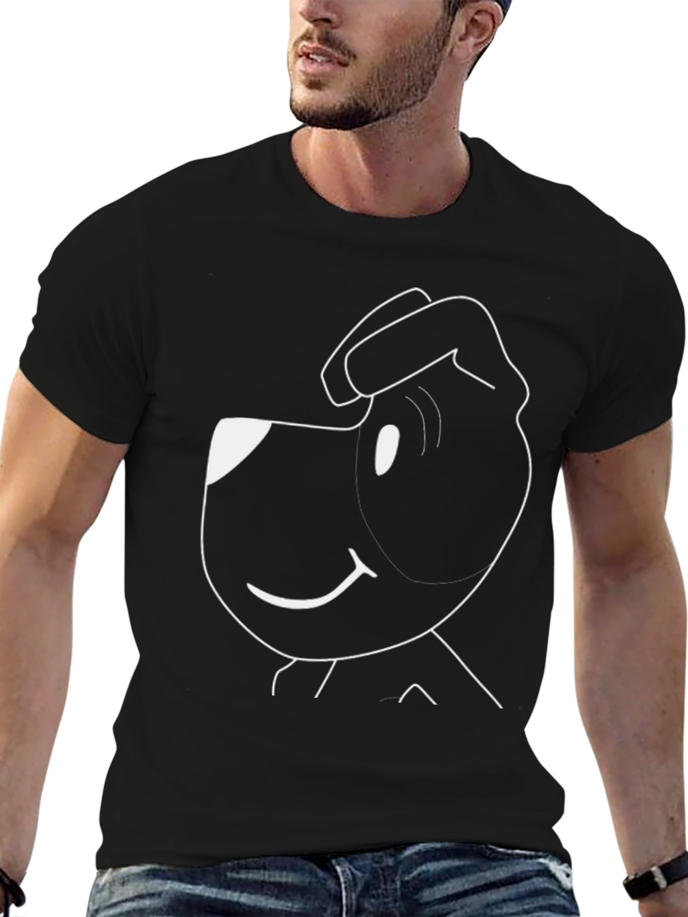 Cartoon Dog Black T-Shirt