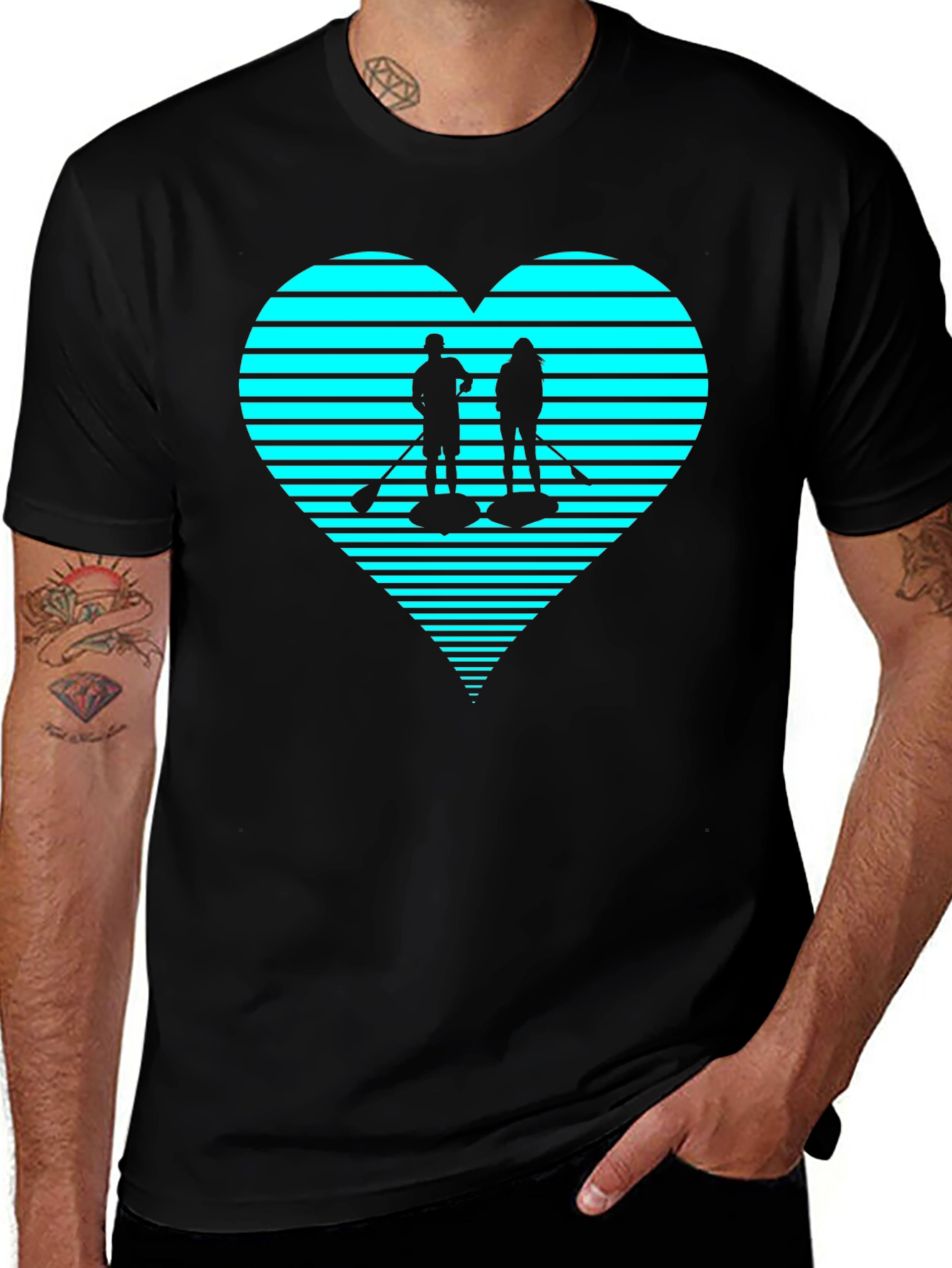 Paddleboard Heart Graphic Tee - Black