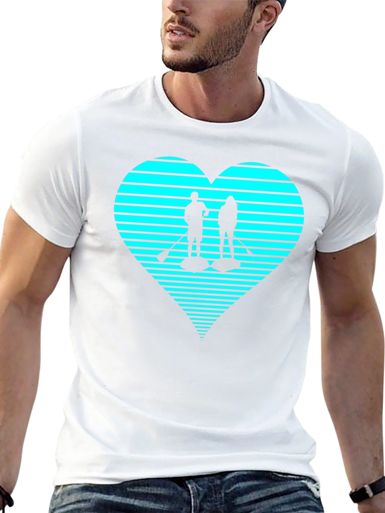Paddleboard Heart Graphic Tee - Black